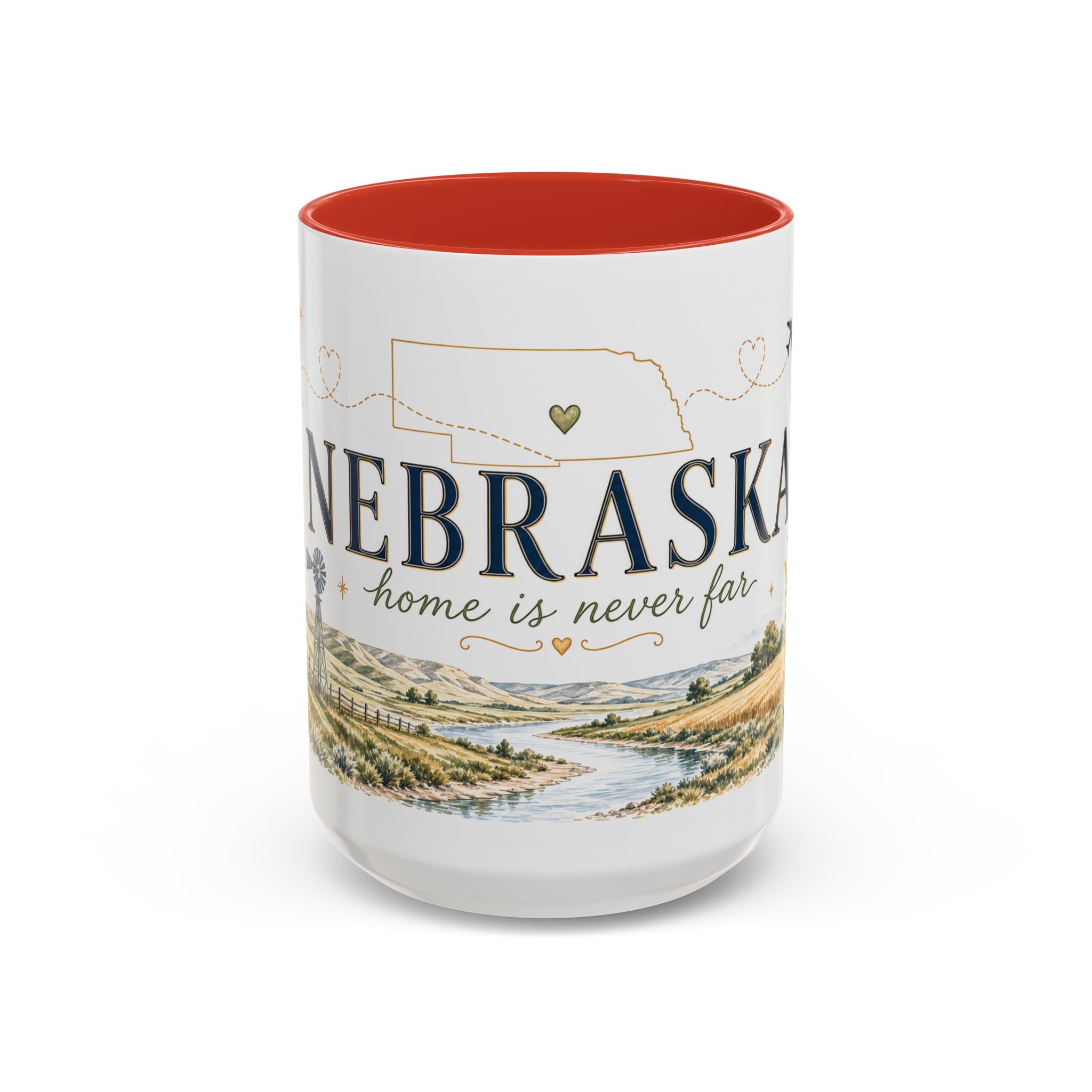 Nebraska State Mug | Moving Away, Long Distance Friendship Gift | Botanical Landscape Accent Mug