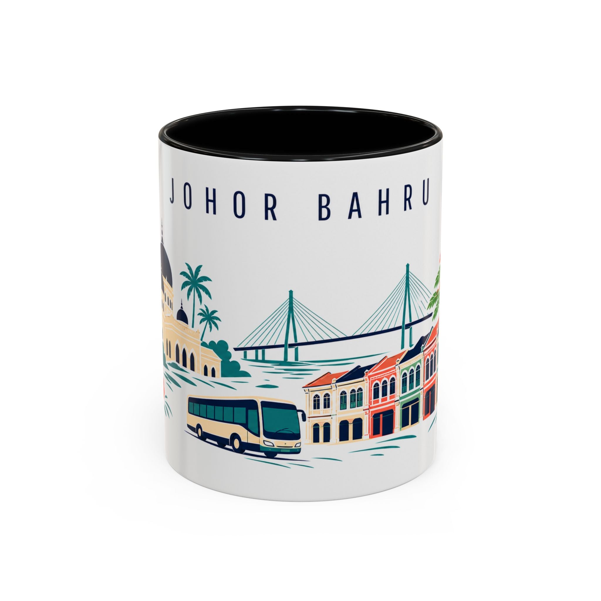 Johor Bahru Coffee Mug | Malaysia Travel Souvenir | Porcelain Decal City Gift | 11oz 15oz Accent Mug