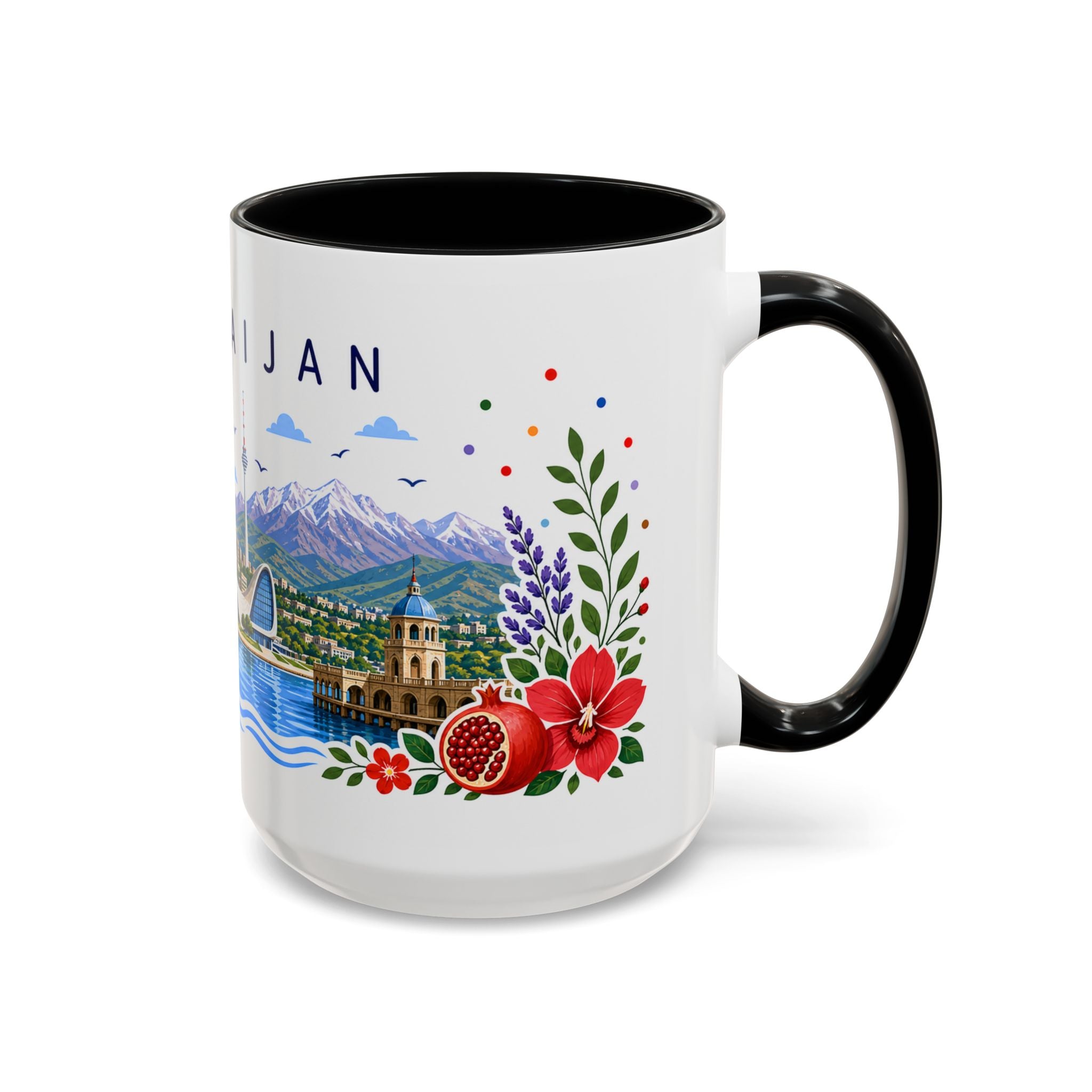 Azerbaijan Coffee Mug | Travel Souvenir Accent Mug | Place Gift Ceramic Cup 11oz 15oz