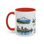 Portland Illustrated Travel Mug | City Souvenir Accent Coffee Mug | 11oz 15oz Ceramic Cup