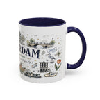 Amsterdam Coffee Mug | Netherlands Souvenir Travel Gift | Accent Color Ceramic 11oz 15oz