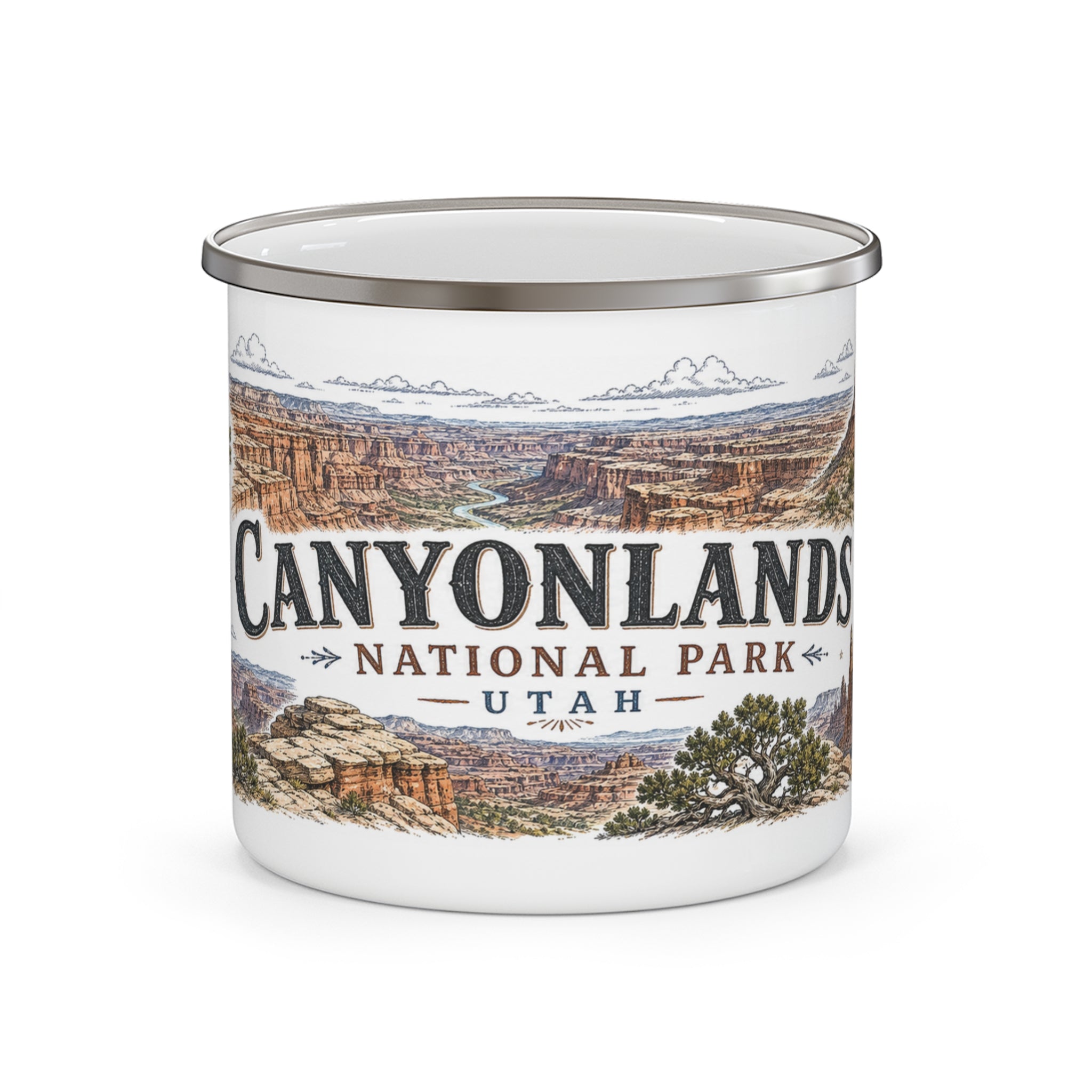 Canyonlands National Park Vintage Enamel Camping Mug | 12oz National Park Hiking Gift