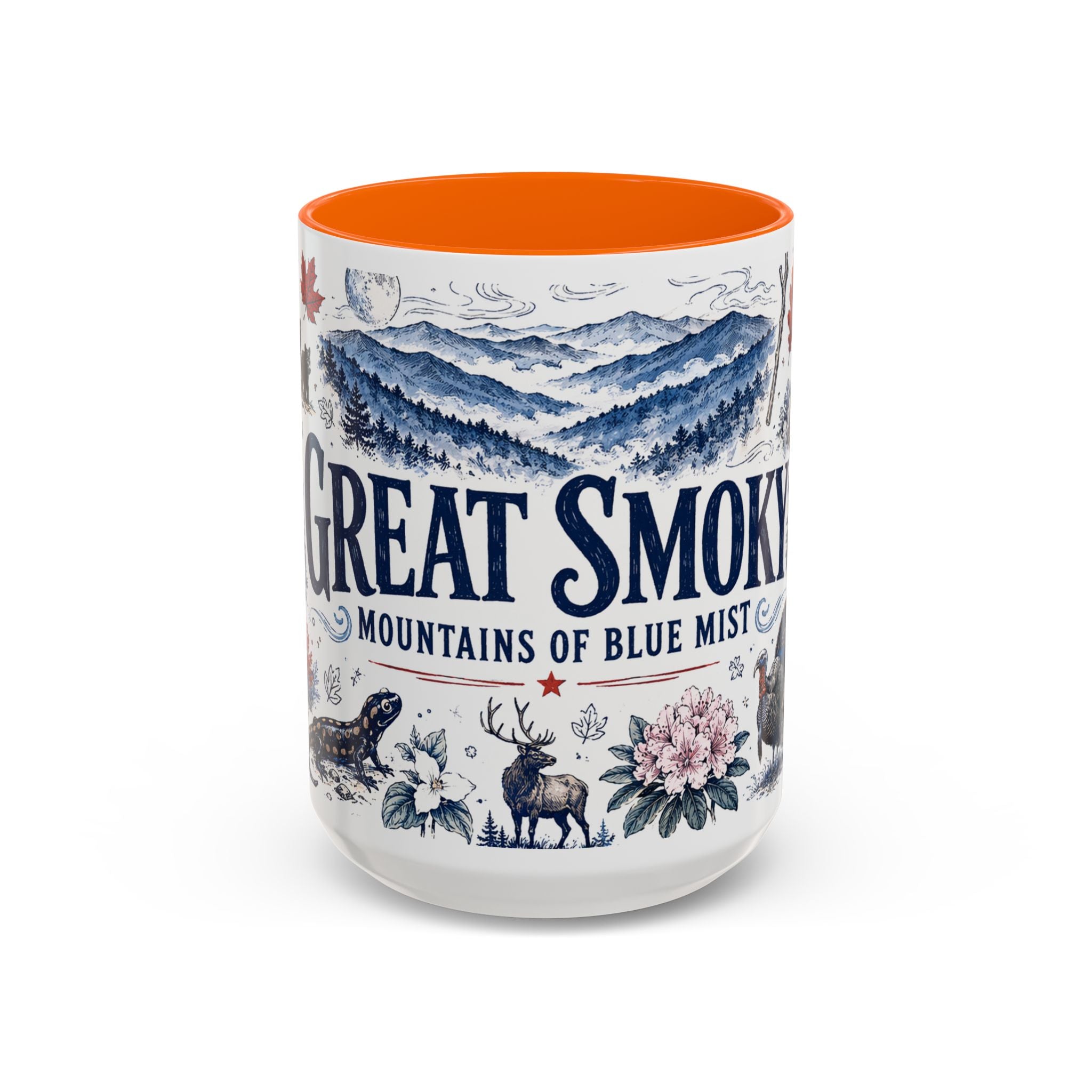 Great Smoky Mountains Coffee Mug | National Park Hiking Gift | Accent Color Ceramic 11oz 15oz
