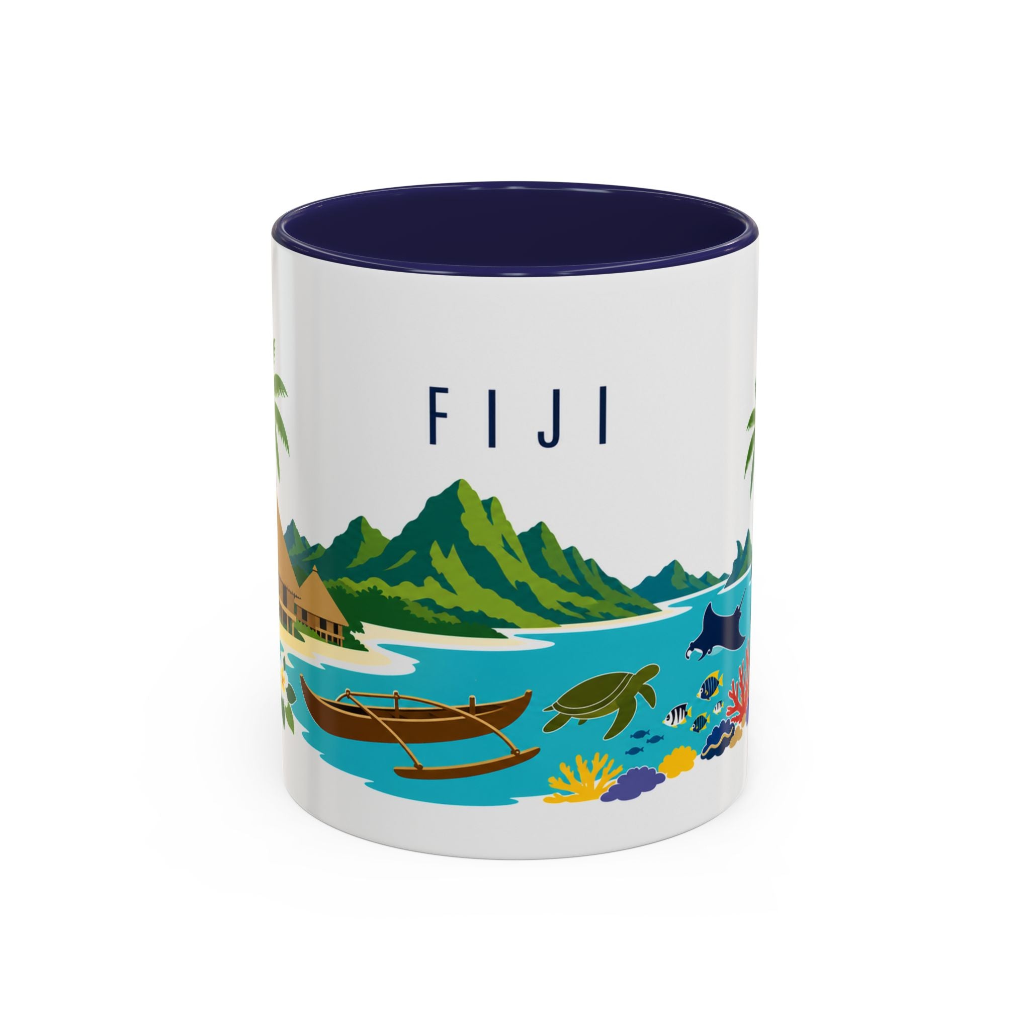 Fiji Coffee Mug | Travel Destination Souvenir Gift | Accent Color Ceramic 11oz 15oz