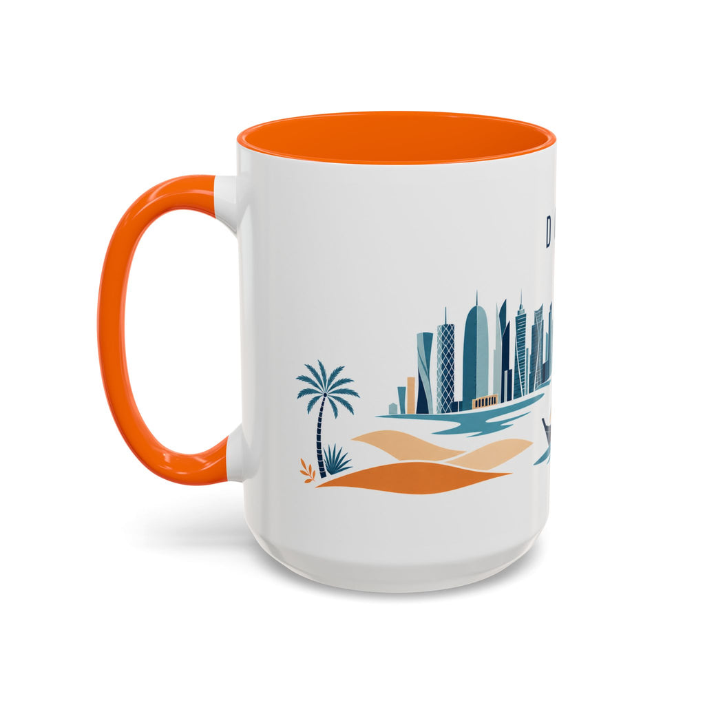 Doha Coffee Mug | Qatar Travel Souvenir | Porcelain Decal City Gift | 11oz 15oz Accent Mug