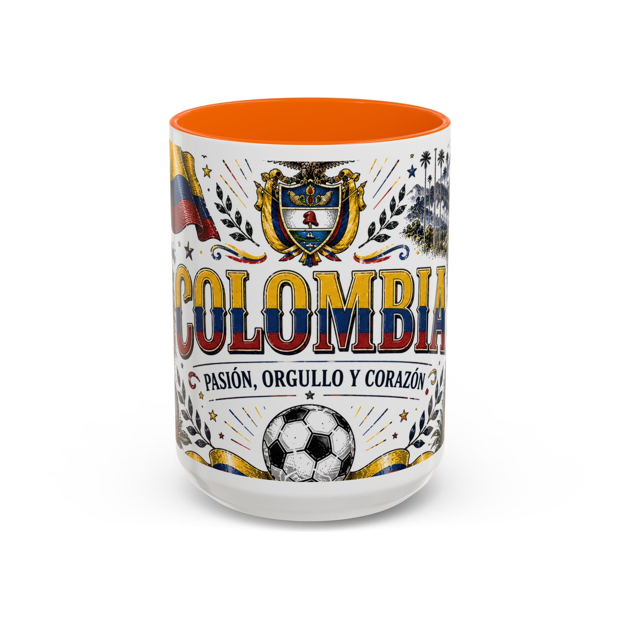 Colombia Soccer Coffee Mug | World Cup Fan Gift | Accent Color Ceramic 11oz 15oz Match Day Cup
