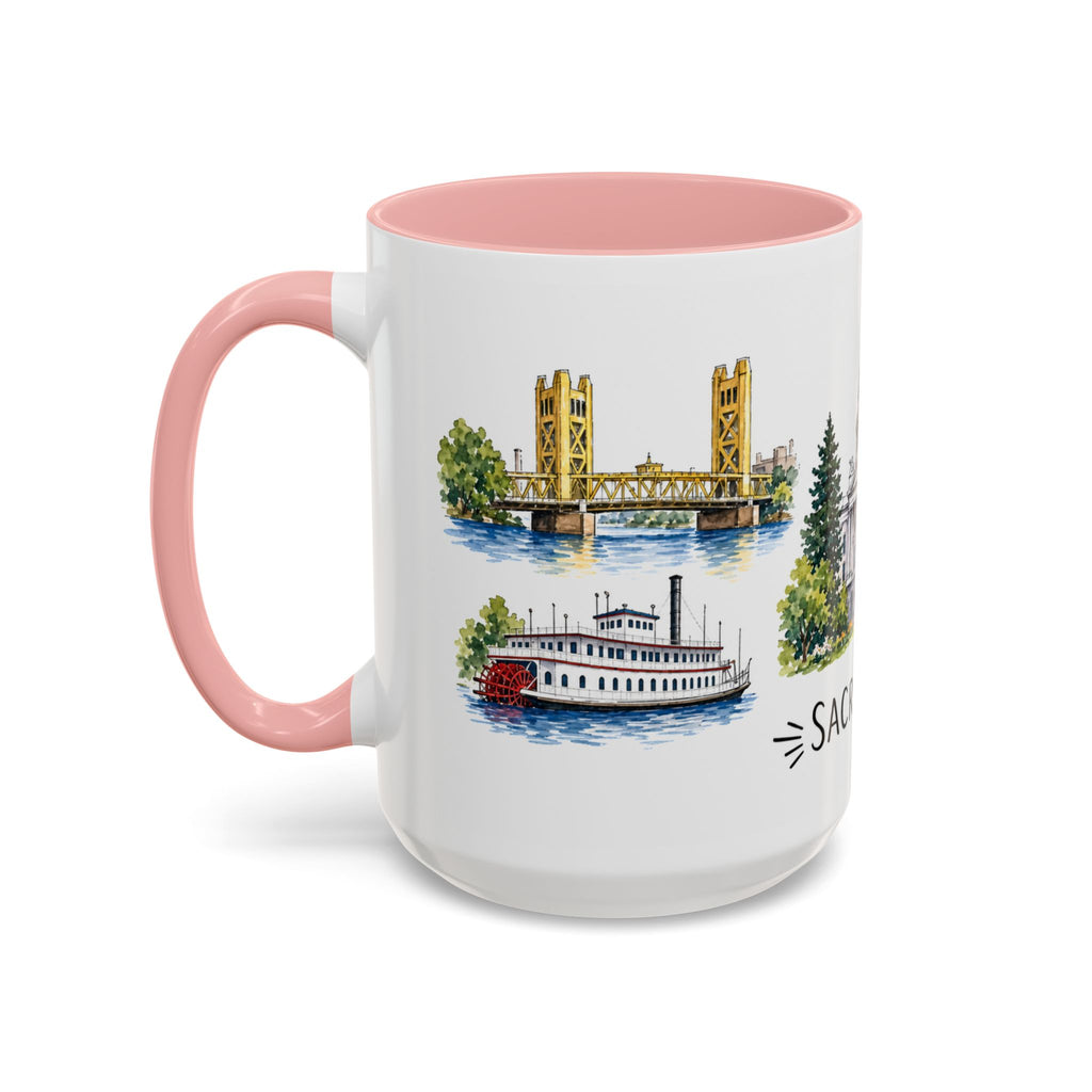 Sacramento Illustrated Travel Mug | City Souvenir Accent Coffee Mug | 11oz 15oz Ceramic Cup