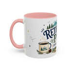 Retirement Plan Coffee And Adventures Mug | Travel Retirement Gift | Accent Color Ceramic 11oz 15oz