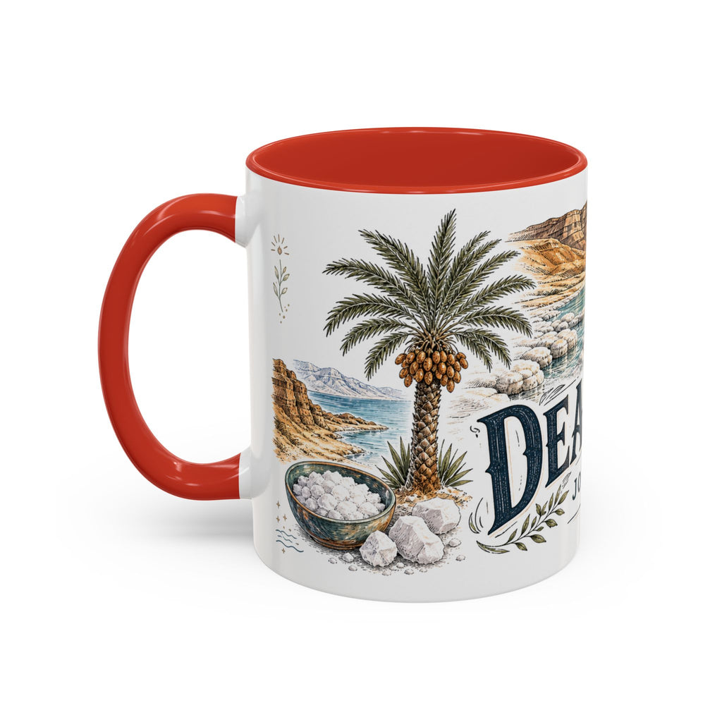 Dead Sea Mug, Jordan Travel Souvenir, Bucket List Gift, Accent Ceramic Coffee Mug 11oz 15oz