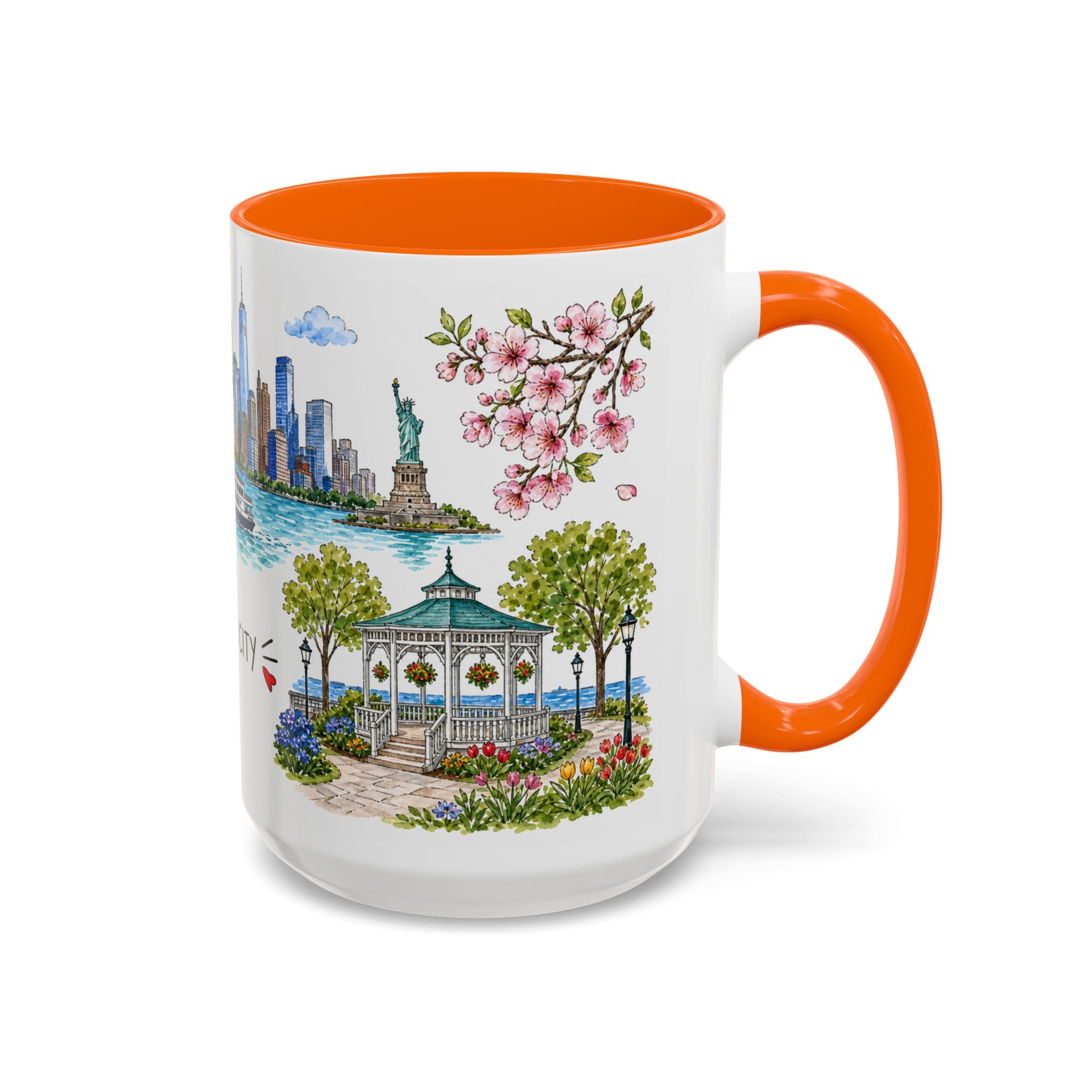Jersey City Illustrated Travel Mug | City Souvenir Accent Coffee Mug | 11oz 15oz Ceramic Cup