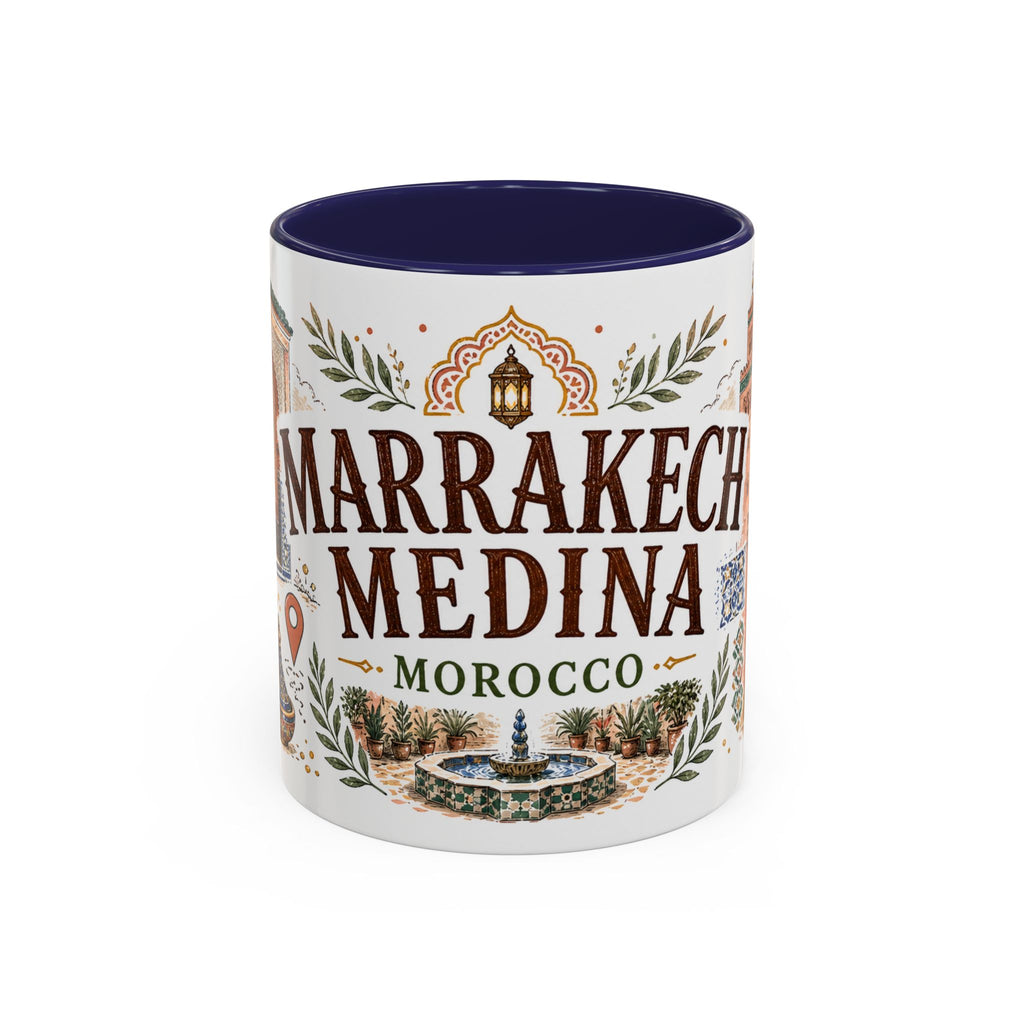 Marrakech Medina Coffee Mug | Travel Destination Souvenir Gift | Accent Color Ceramic 11oz 15oz