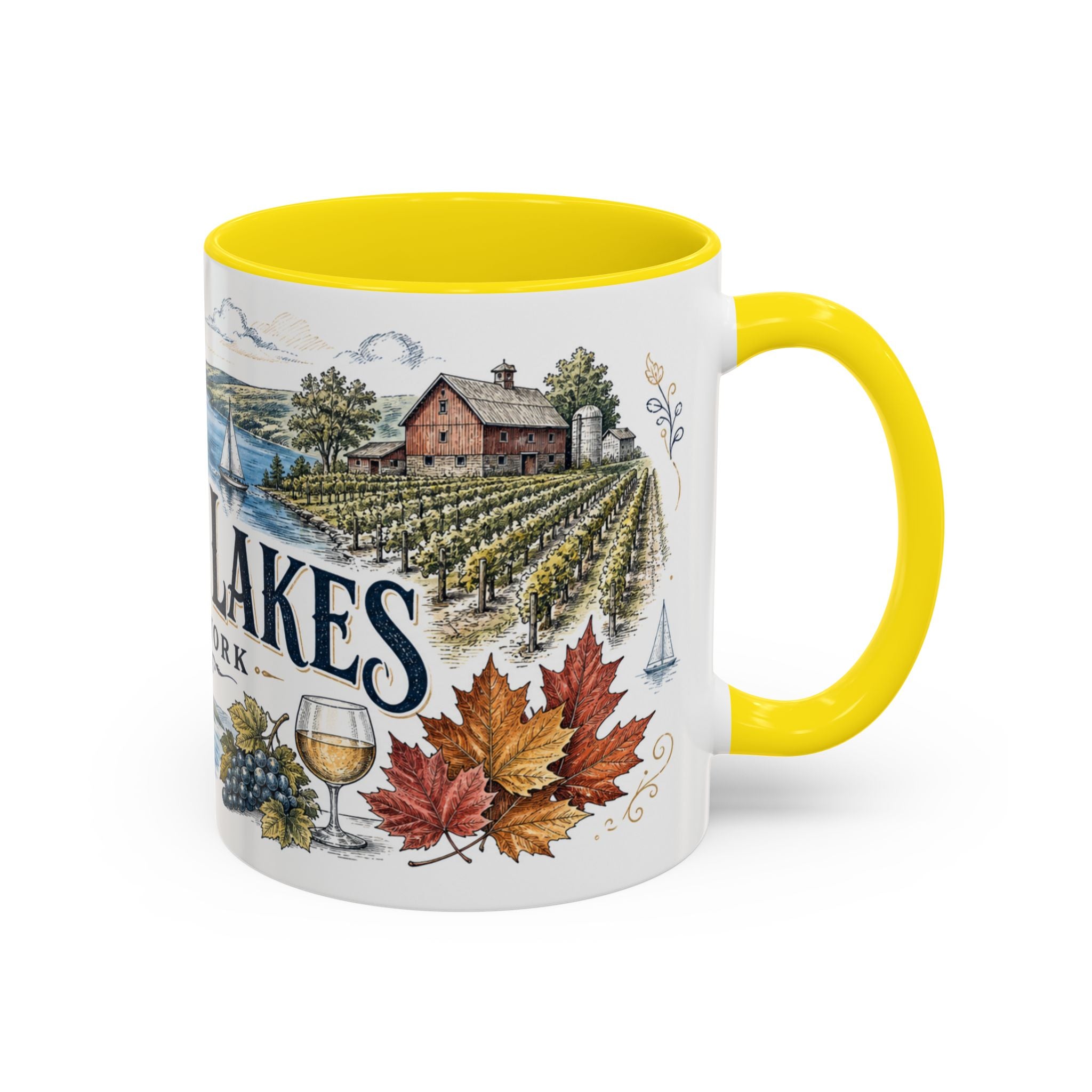 Finger Lakes Mug, New York Travel Souvenir, Bucket List Gift, Accent Ceramic Coffee Mug 11oz 15oz