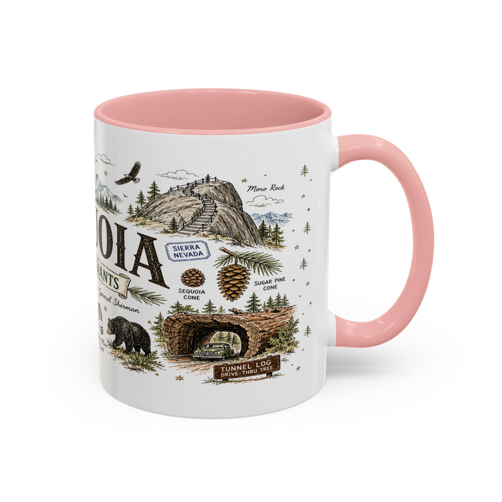 Sequoia Coffee Mug | National Park Hiking California Gift | Accent Color Ceramic 11oz 15oz