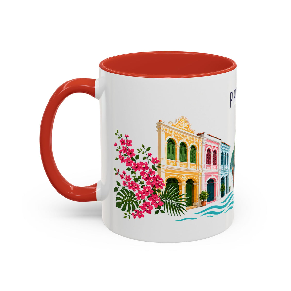 Phuket Coffee Mug | Thailand Travel Souvenir | Porcelain Decal City Gift | 11oz 15oz Accent Mug