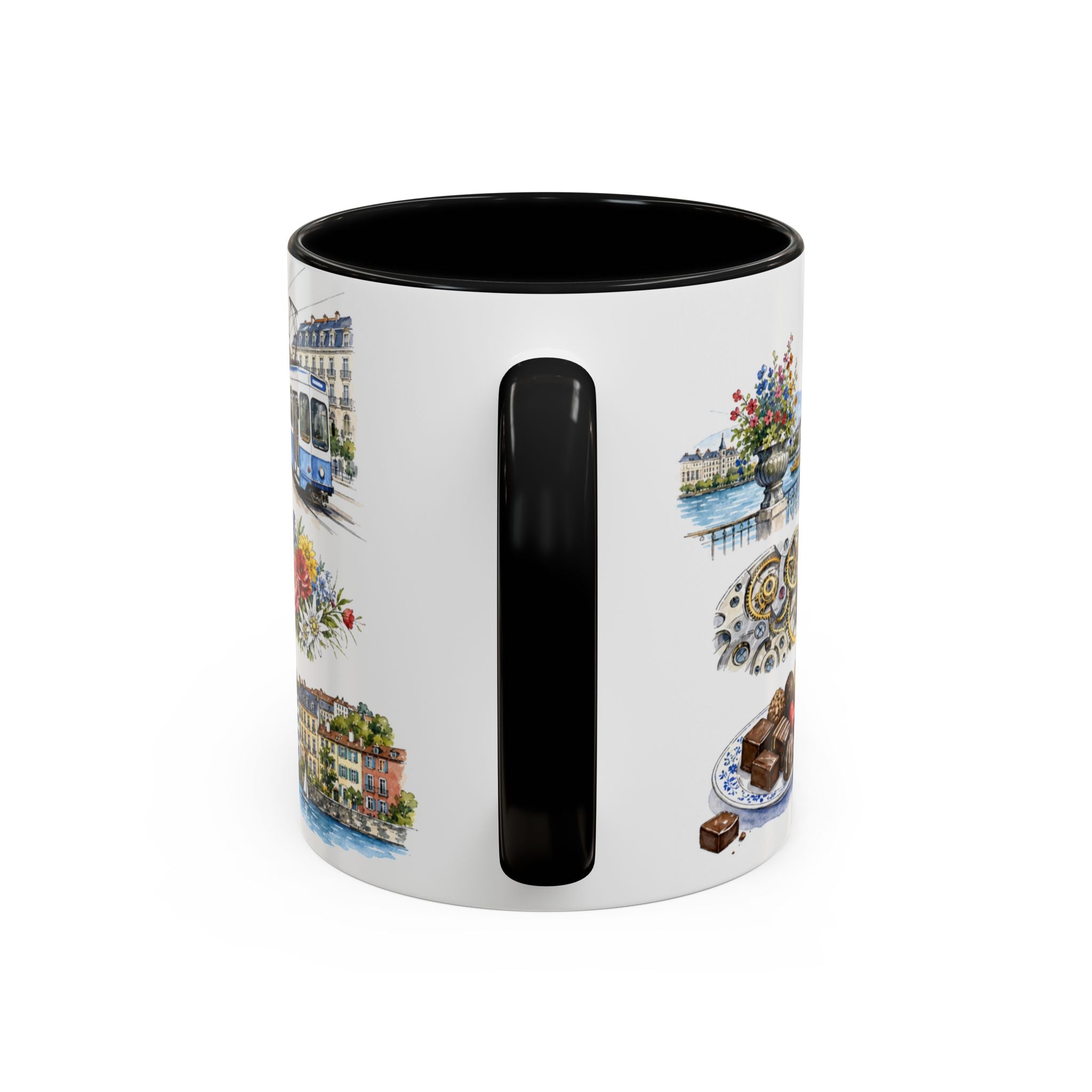 Geneva Illustrated Travel Mug | City Souvenir Accent Coffee Mug | 11oz 15oz Ceramic Cup