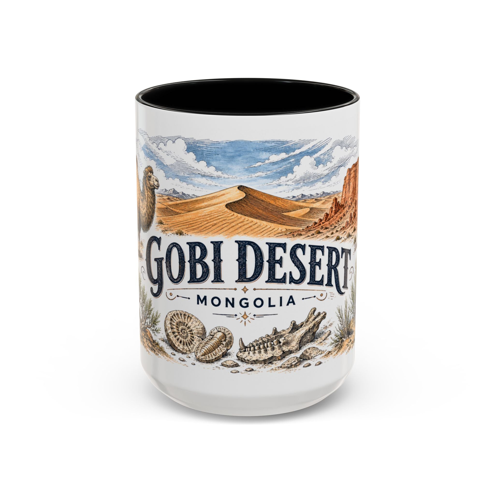 Gobi Desert Mug, Mongolia Travel Souvenir, Bucket List Gift, Accent Ceramic Coffee Mug 11oz 15oz