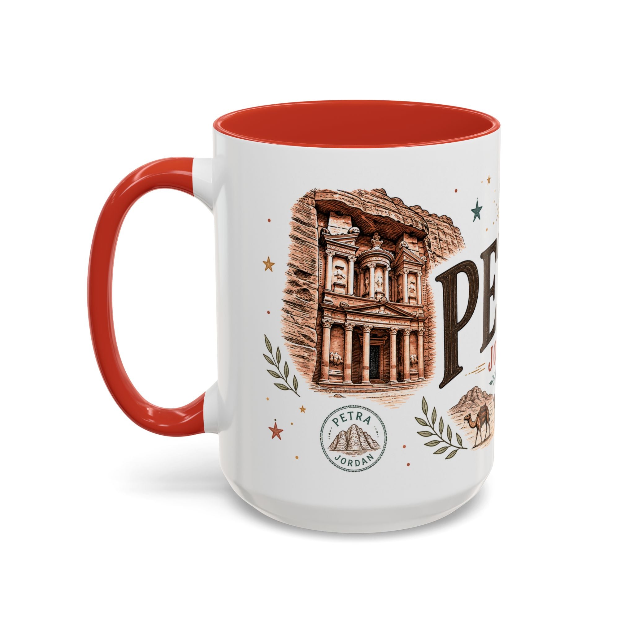 Petra Coffee Mug | Travel Destination Souvenir Gift | Accent Color Ceramic 11oz 15oz