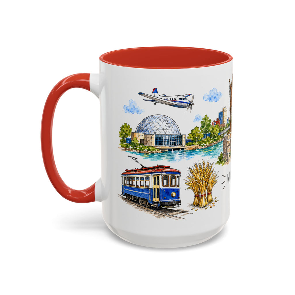 Wichita Illustrated Travel Mug | City Souvenir Accent Coffee Mug | 11oz 15oz Ceramic Cup