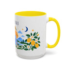 Gemini Zodiac Coffee Mug | Twins and Floral Design | Astrology Birthday Gift | 11 oz 15 oz Ceramic Accent Mug