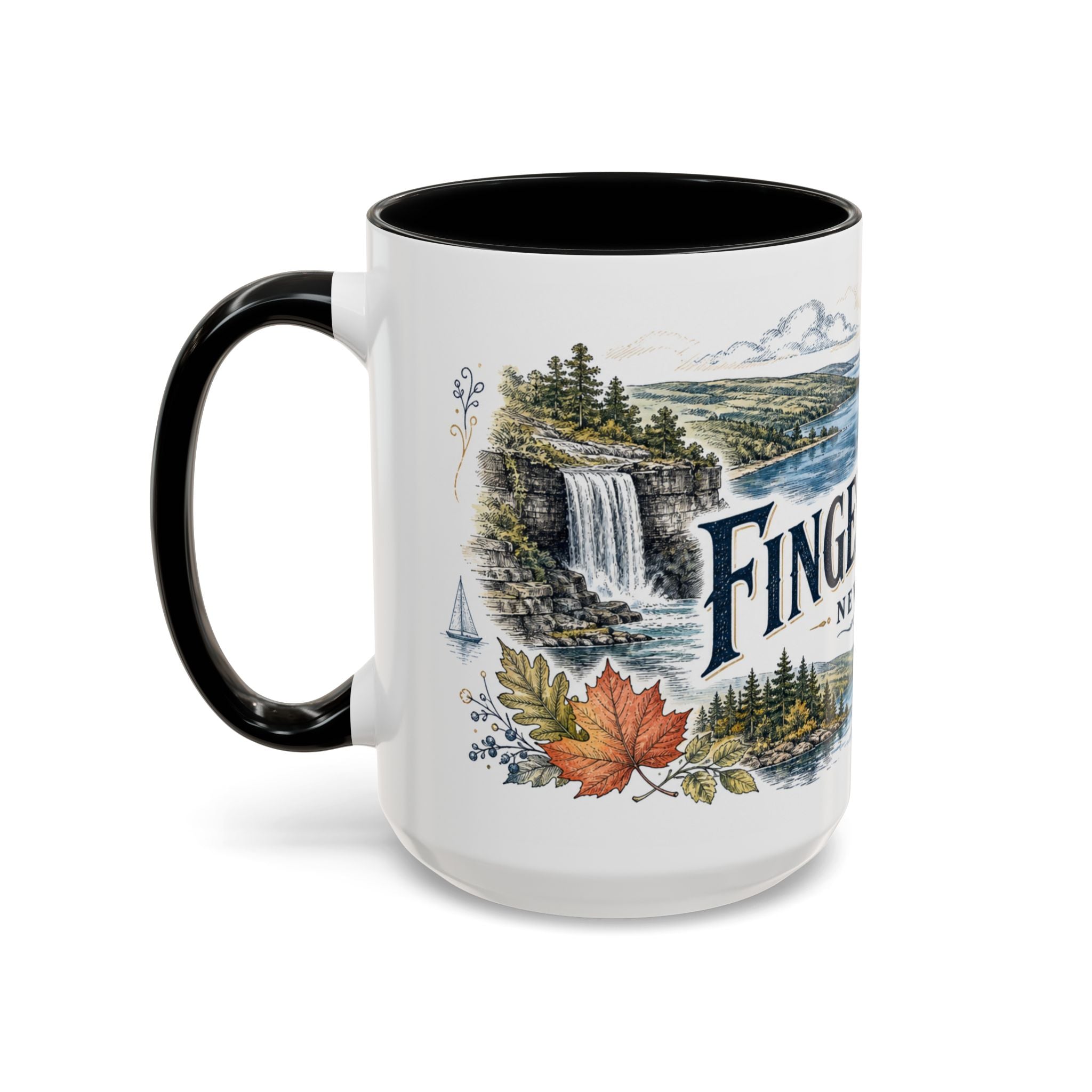 Finger Lakes Mug, New York Travel Souvenir, Bucket List Gift, Accent Ceramic Coffee Mug 11oz 15oz