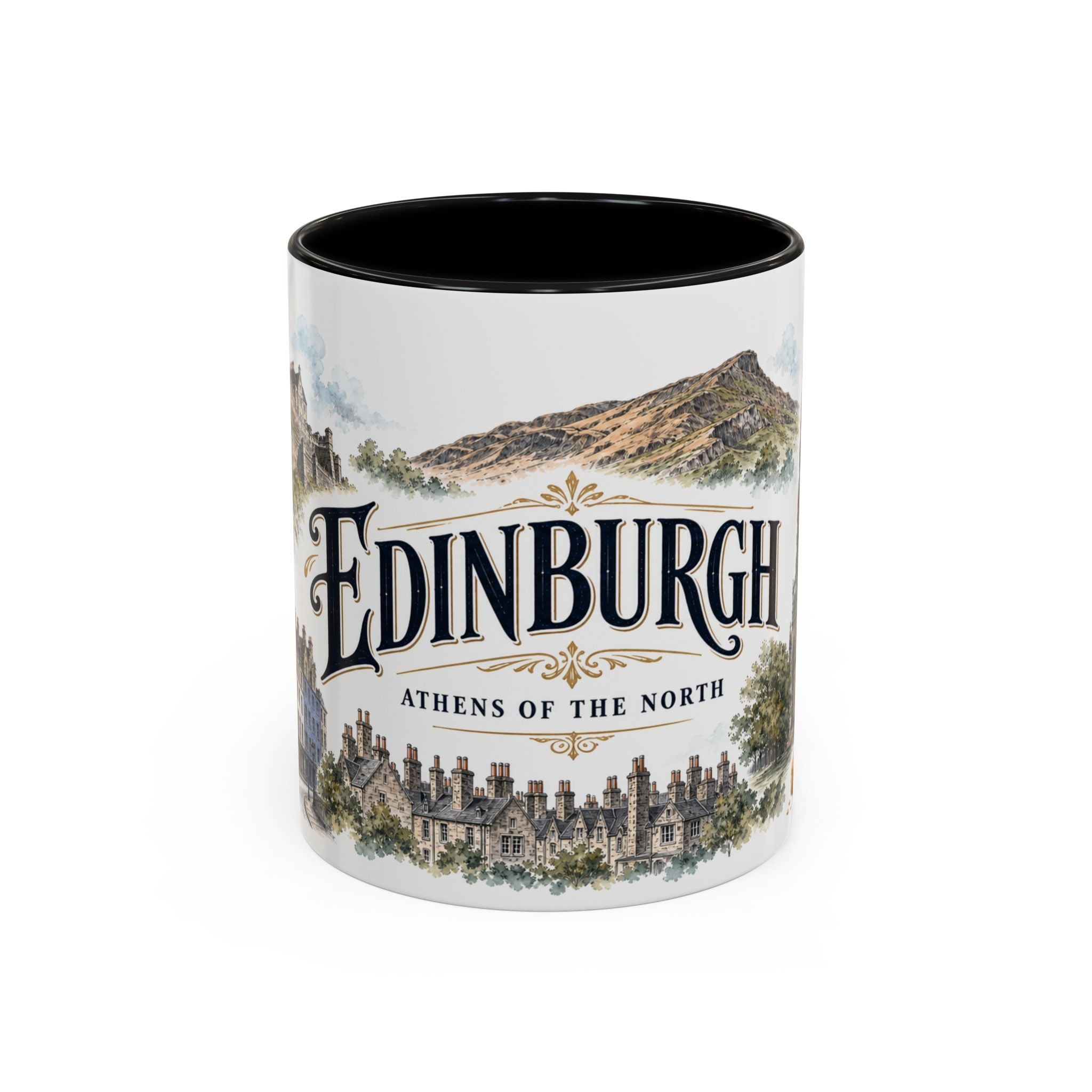 Edinburgh Coffee Mug | United Kingdom Travel Souvenir | Vintage Illustrated City Gift | 11 oz 15 oz Accent Mug