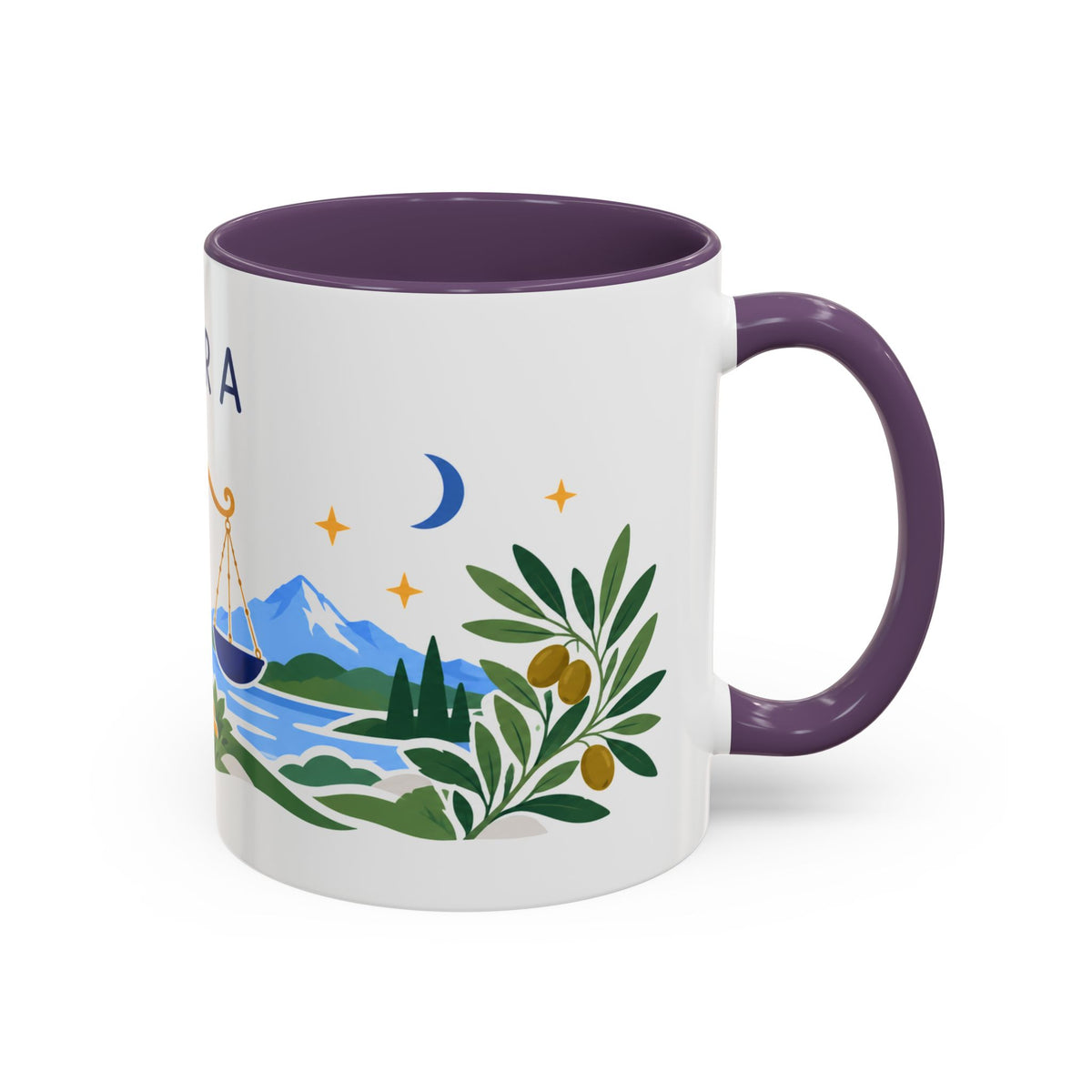 Libra Zodiac Coffee Mug | Scales and Rose Design | Astrology Birthday Gift | 11 oz 15 oz Ceramic Accent Mug