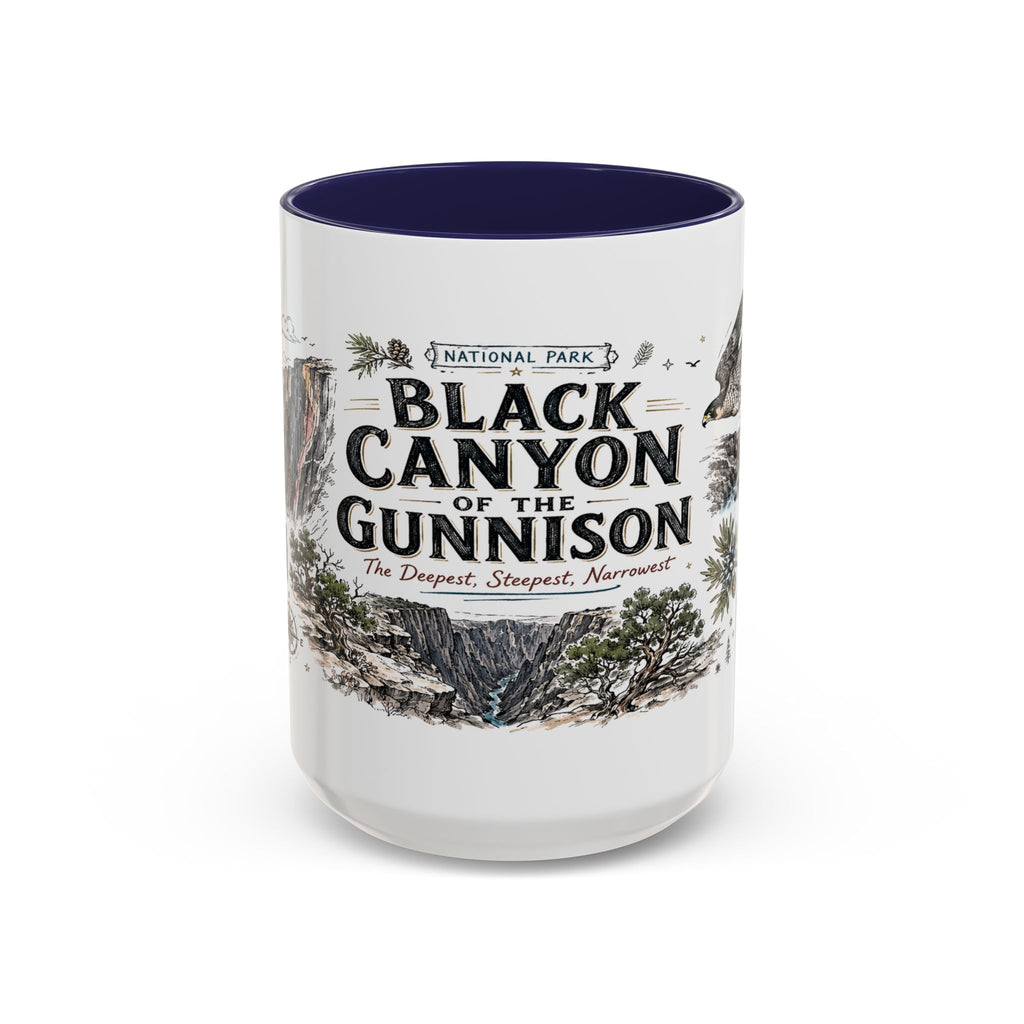 Black Canyon of the Gunnison National Park Coffee Mug | Colorado Deep Canyon Hiking Gift | Accent Color Ceramic 11oz 15oz