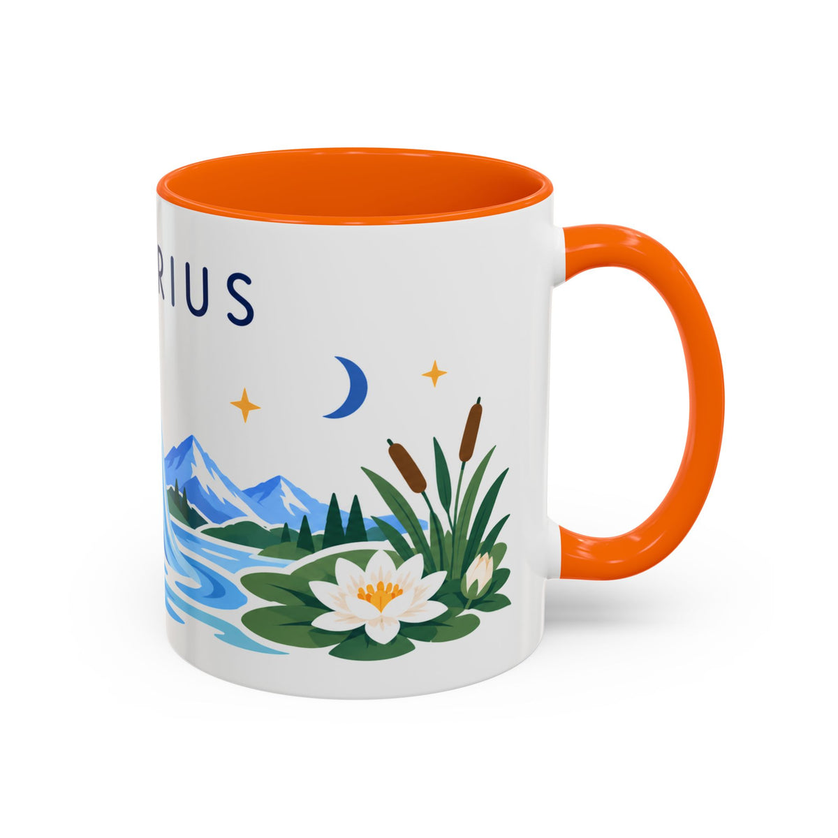 Aquarius Zodiac Coffee Mug | Water Bearer Design | Astrology Birthday Gift | 11 oz 15 oz Ceramic Accent Mug