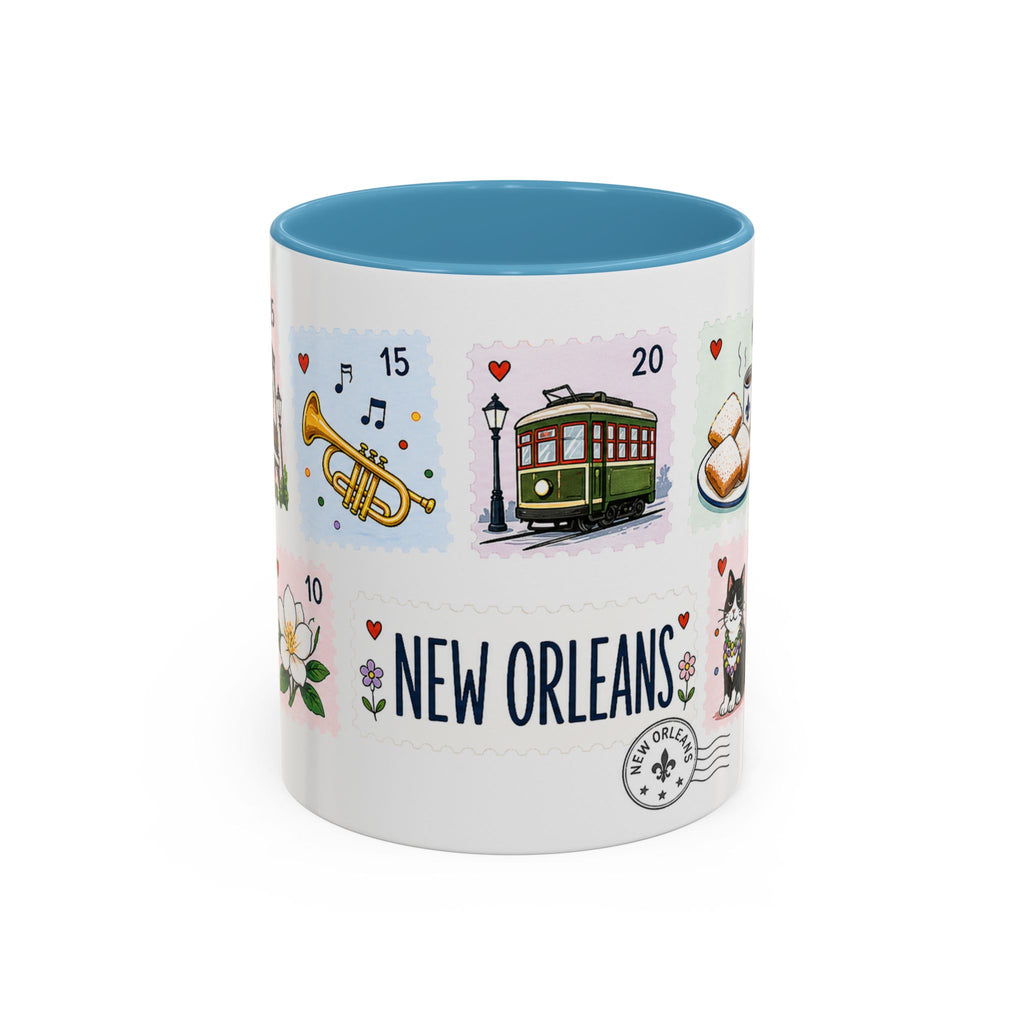 New Orleans Coffee Mug | Postage Stamp Collage Mug | Travel Souvenir Accent Cup 11oz 15oz