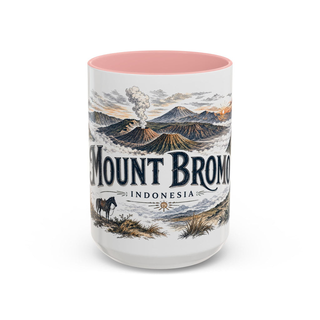 Mount Bromo Mug, Indonesia Travel Souvenir, Bucket List Gift, Accent Ceramic Coffee Mug 11oz 15oz