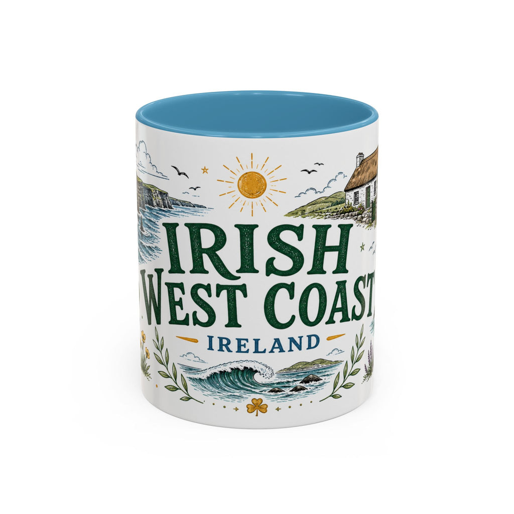 Irish West Coast Coffee Mug | Travel Destination Souvenir Gift | Accent Color Ceramic 11oz 15oz
