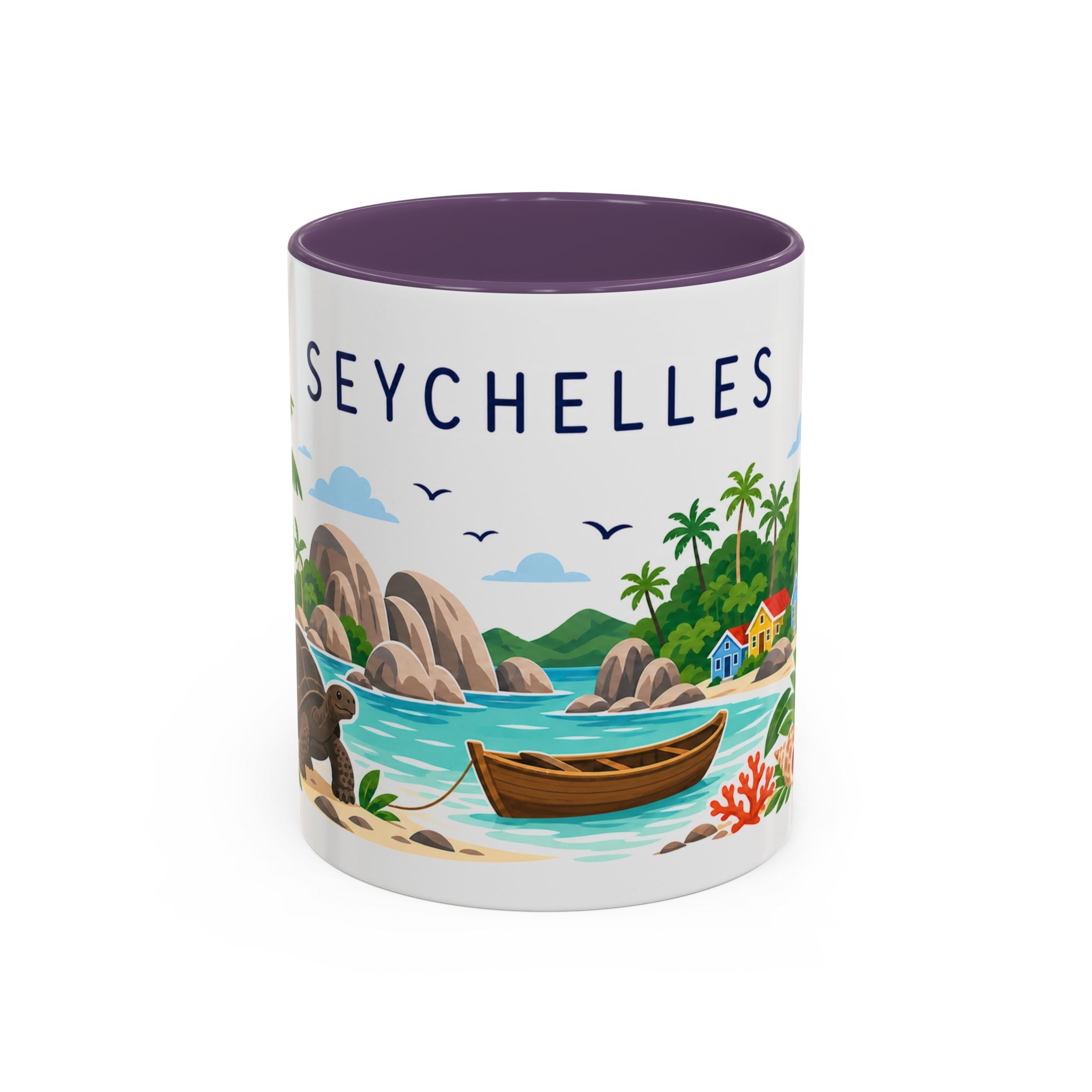 Seychelles Coffee Mug | Travel Destination Souvenir Gift | Accent Color Ceramic 11oz 15oz