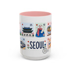 Seoul Coffee Mug | Postage Stamp Collage Mug | Travel Souvenir Accent Cup 11oz 15oz