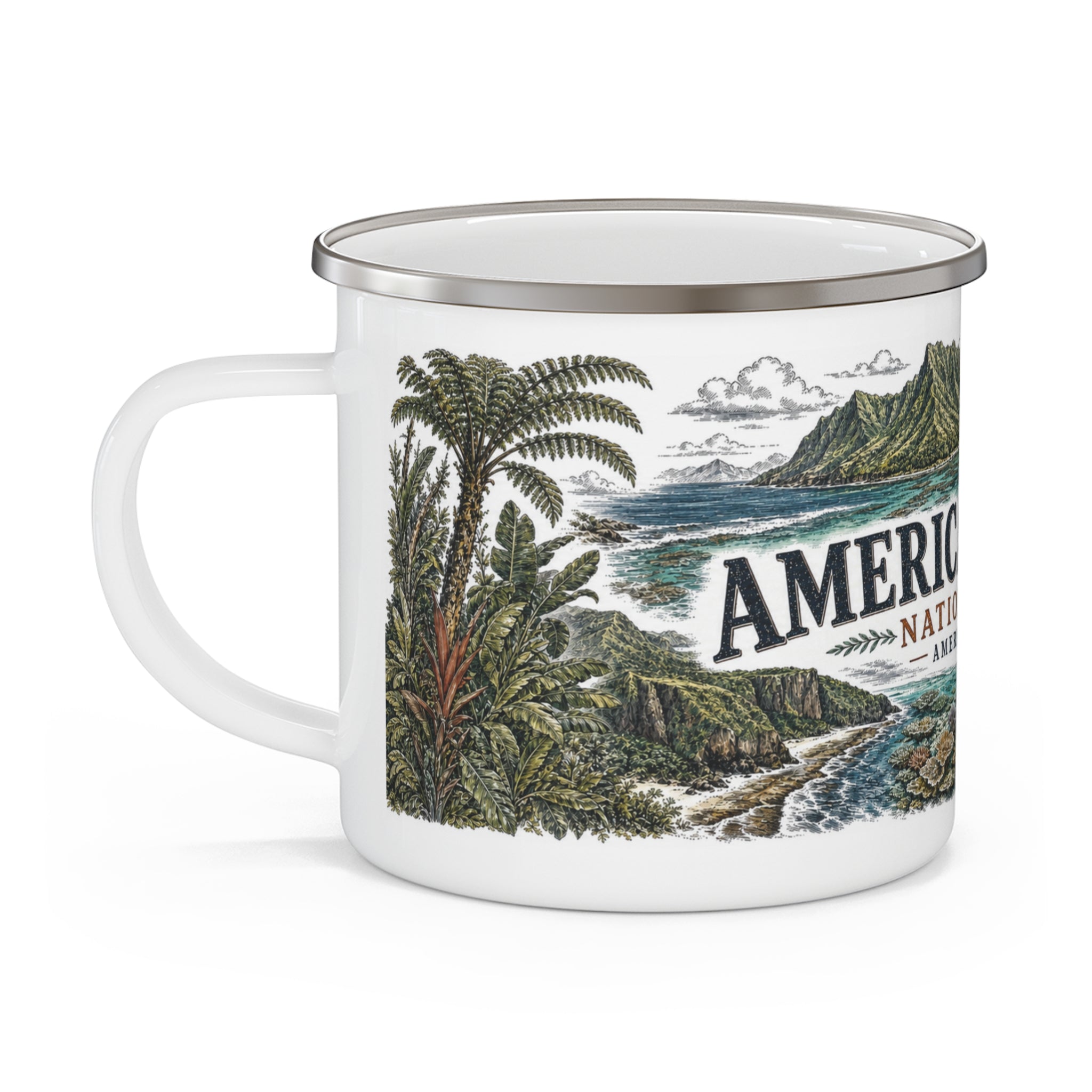 National Park of American Samoa Vintage Enamel Camping Mug | 12oz National Park Hiking Gift