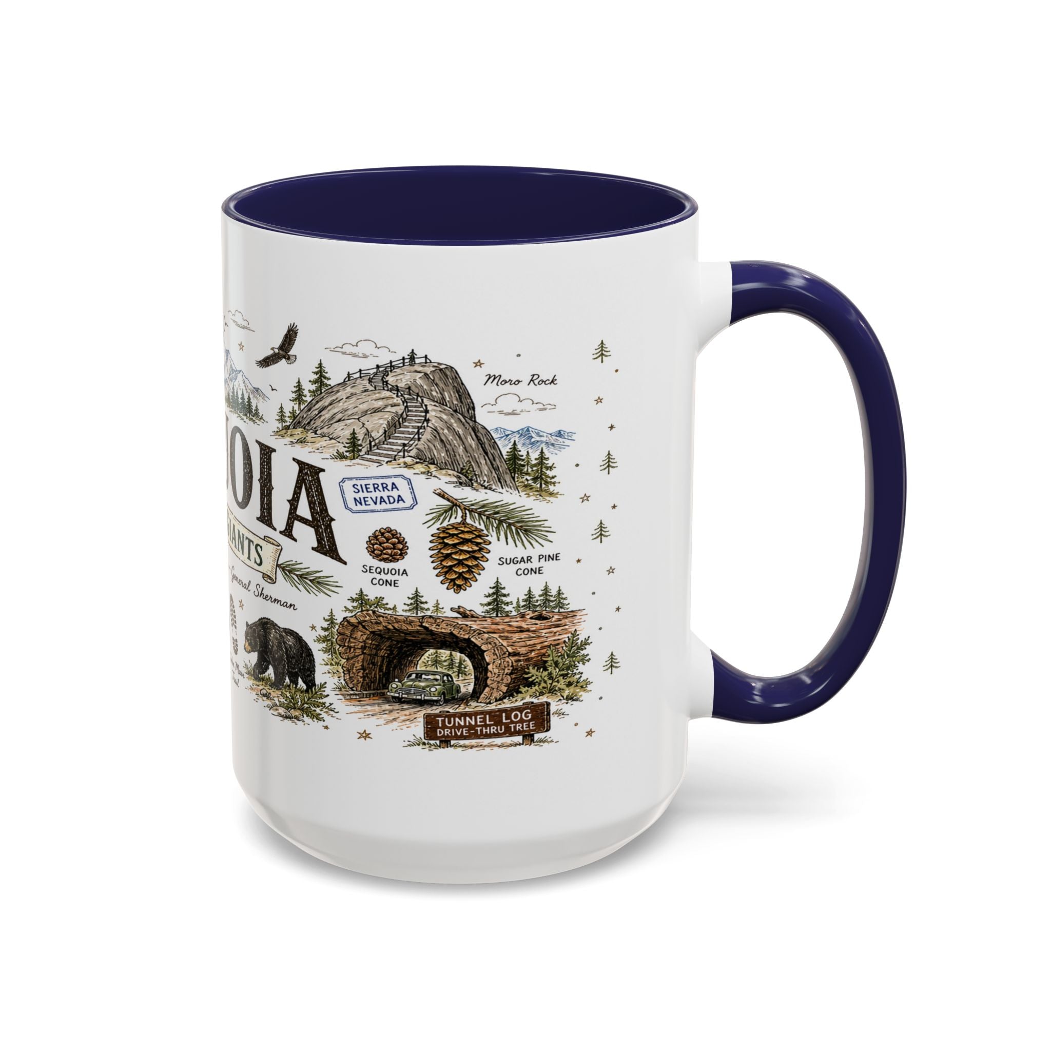 Sequoia Coffee Mug | National Park Hiking California Gift | Accent Color Ceramic 11oz 15oz
