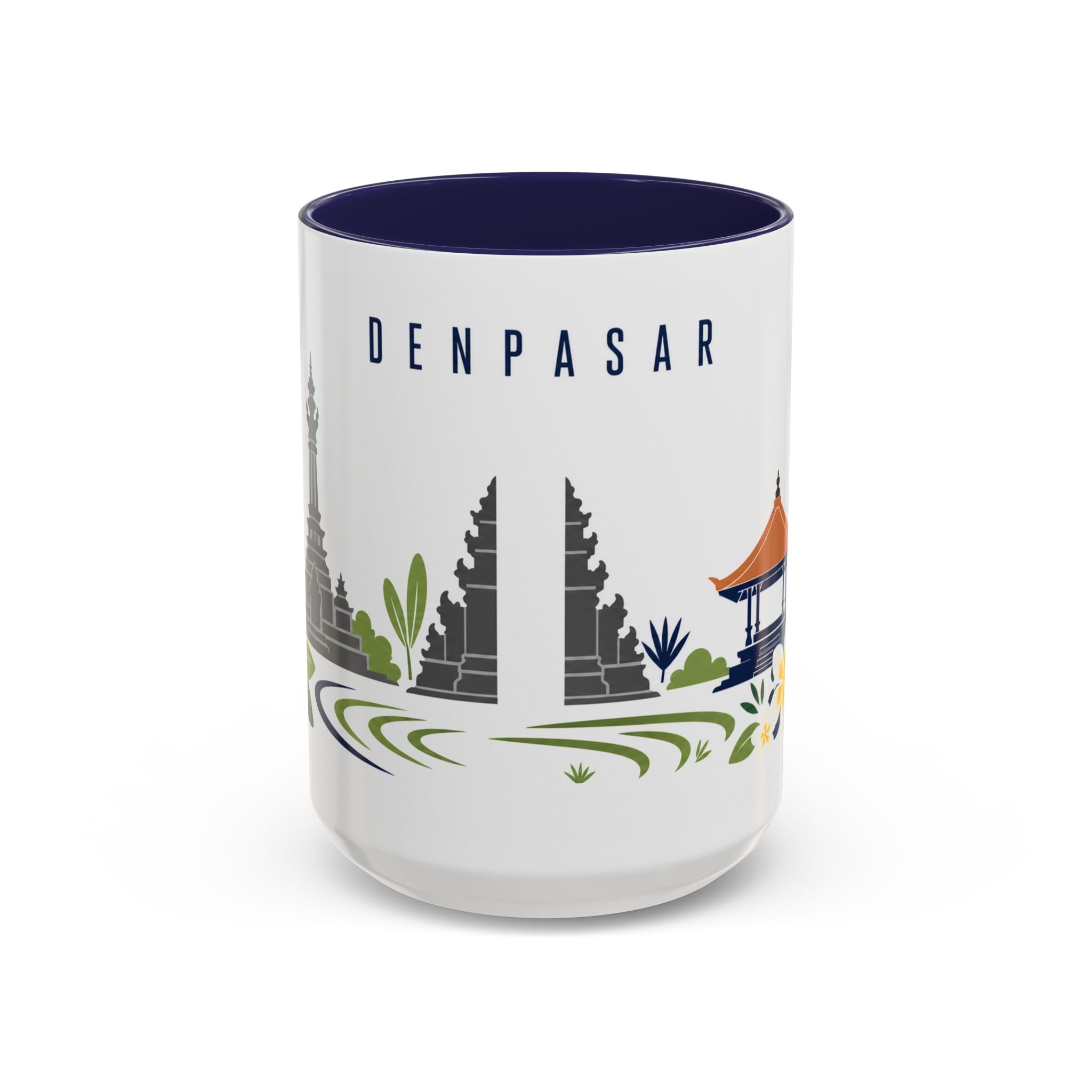 Denpasar Coffee Mug | Indonesia Travel Souvenir | Porcelain Decal City Gift | 11oz 15oz Accent Mug