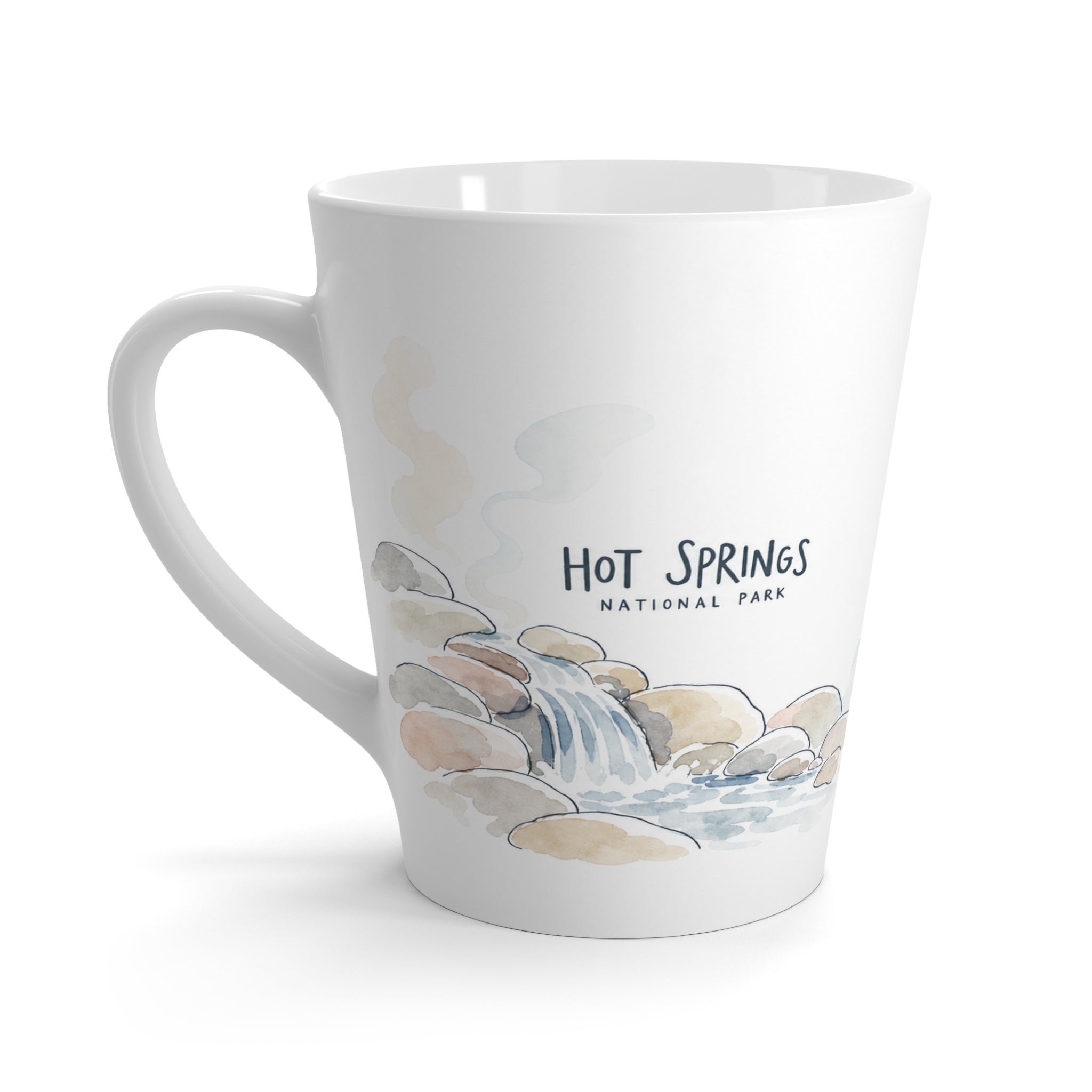 Hot Springs National Park Latte Mug | Pastel Watercolor Nature Coffee Cup | 12 oz Travel Souvenir Gift