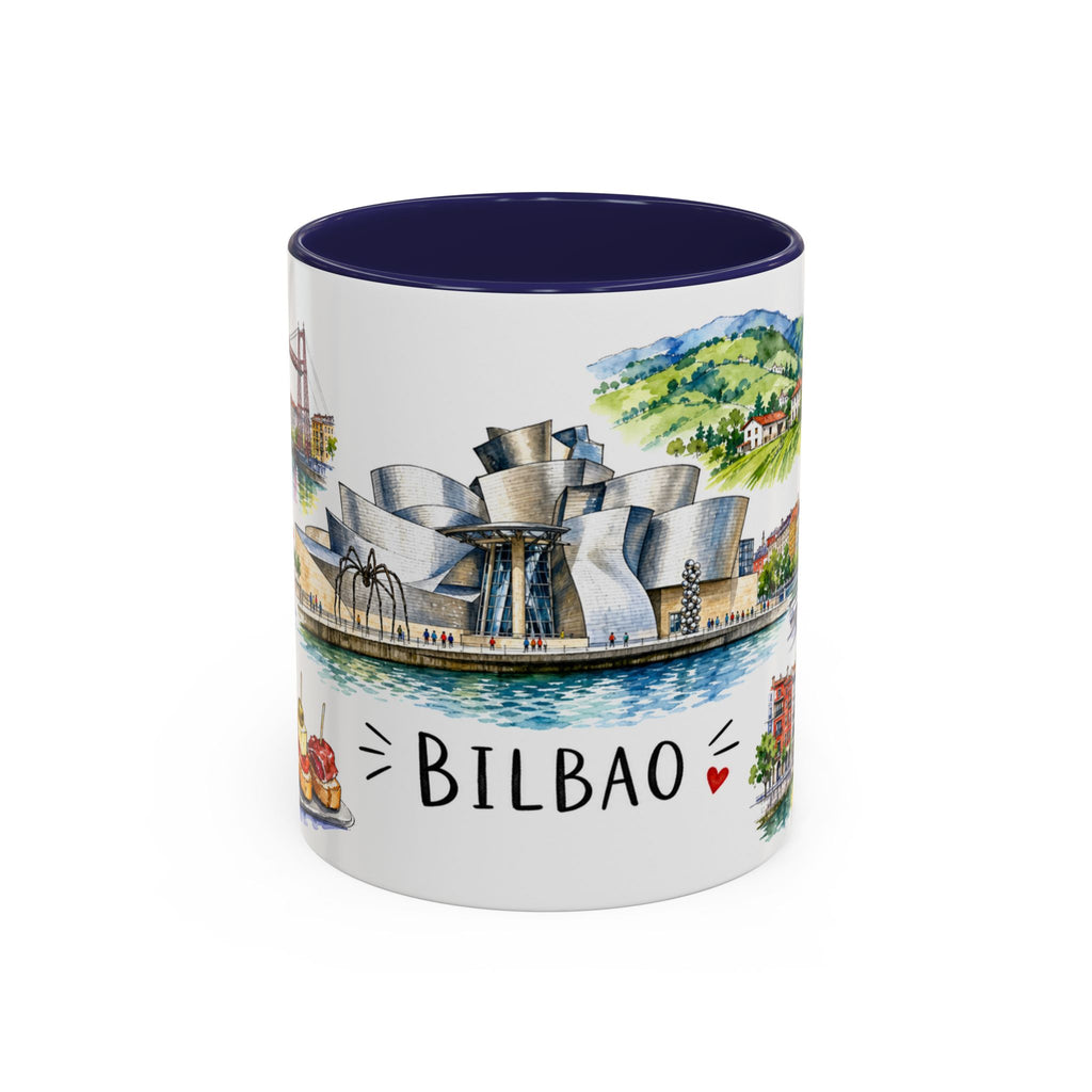 Bilbao Illustrated Travel Mug | City Souvenir Accent Coffee Mug | 11oz 15oz Ceramic Cup