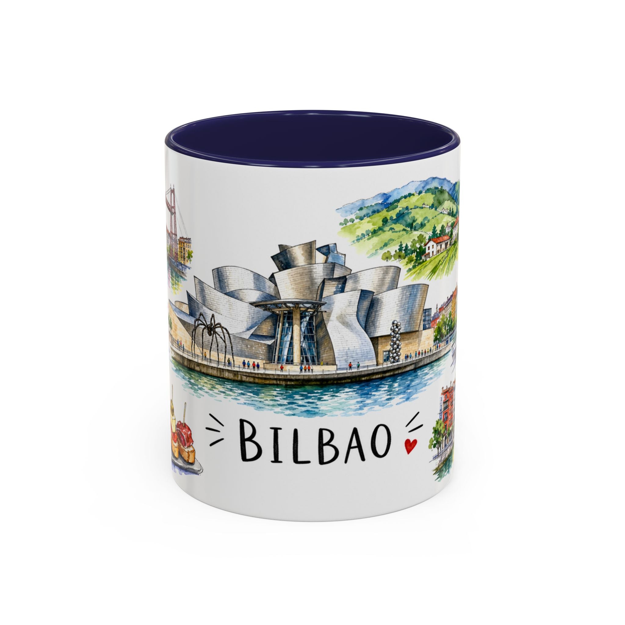 Bilbao Illustrated Travel Mug | City Souvenir Accent Coffee Mug | 11oz 15oz Ceramic Cup
