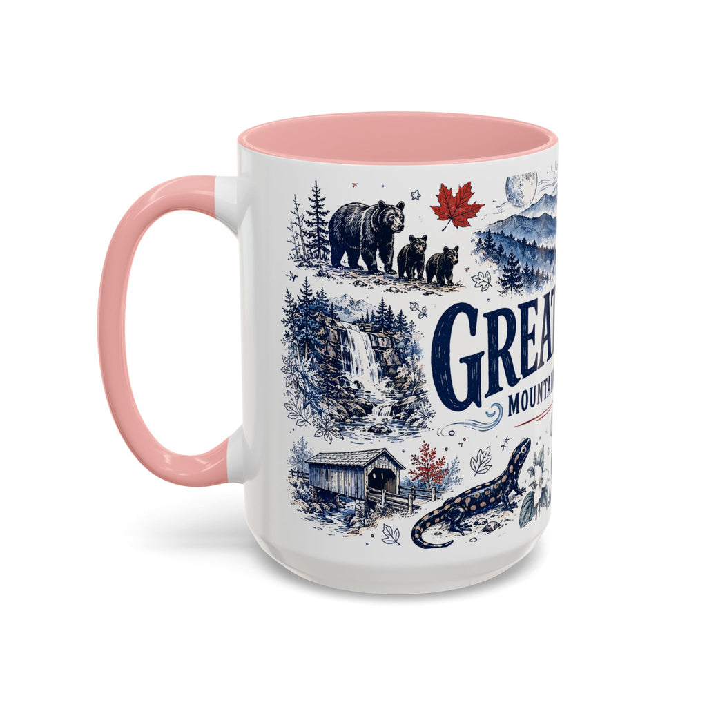 Great Smoky Mountains Coffee Mug | National Park Hiking Gift | Accent Color Ceramic 11oz 15oz