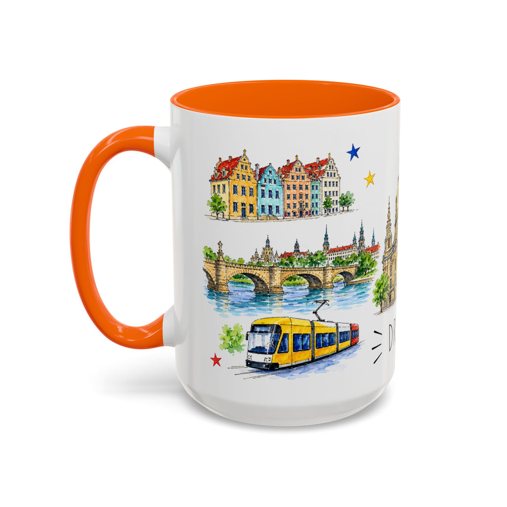 Dresden Illustrated Travel Mug | City Souvenir Accent Coffee Mug | 11oz 15oz Ceramic Cup