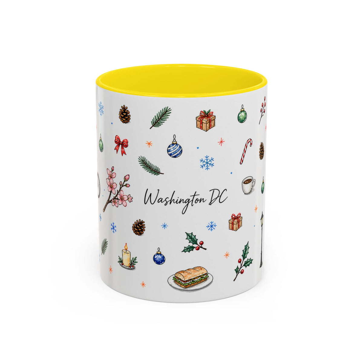 Washington DC Christmas Mug | Watercolor City Souvenir | Ceramic Coffee Cup 11oz 15oz