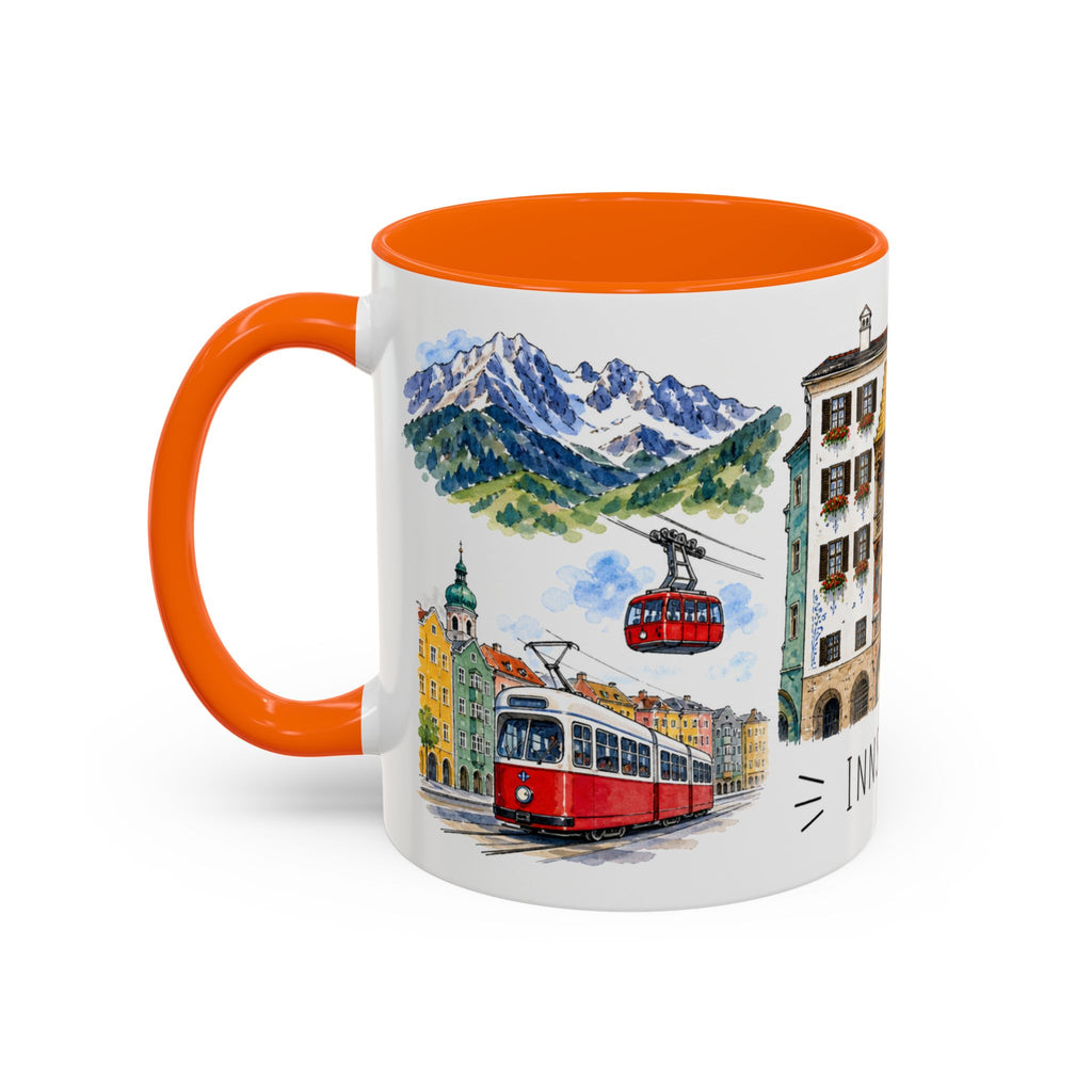 Innsbruck Illustrated Travel Mug | City Souvenir Accent Coffee Mug | 11oz 15oz Ceramic Cup