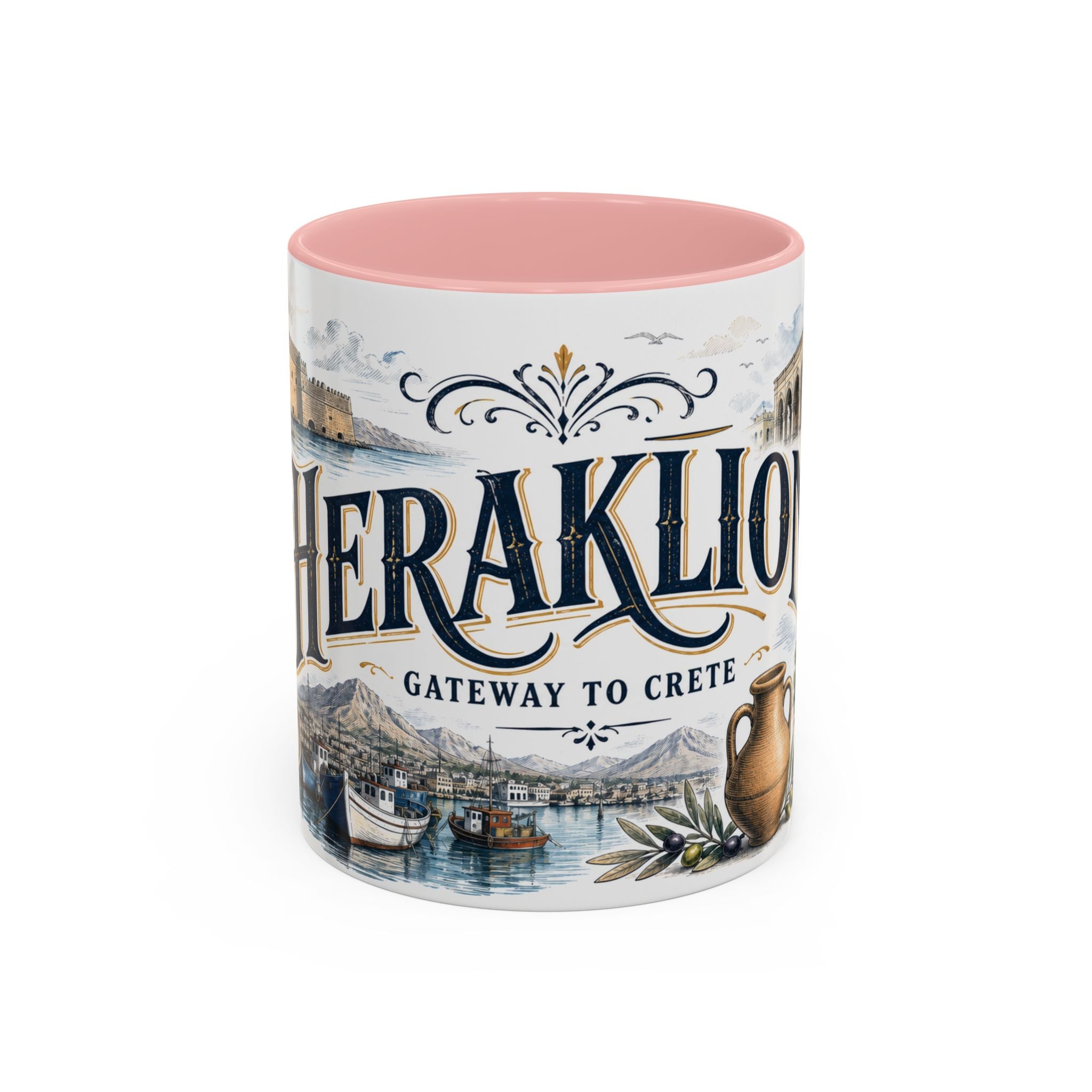 Heraklion Coffee Mug | Greece Travel Souvenir | Vintage Illustrated City Gift | 11 oz 15 oz Accent Mug