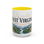 West Virginia State Map Mug | Appalachian Bridge, Rhododendron Accent Coffee Cup