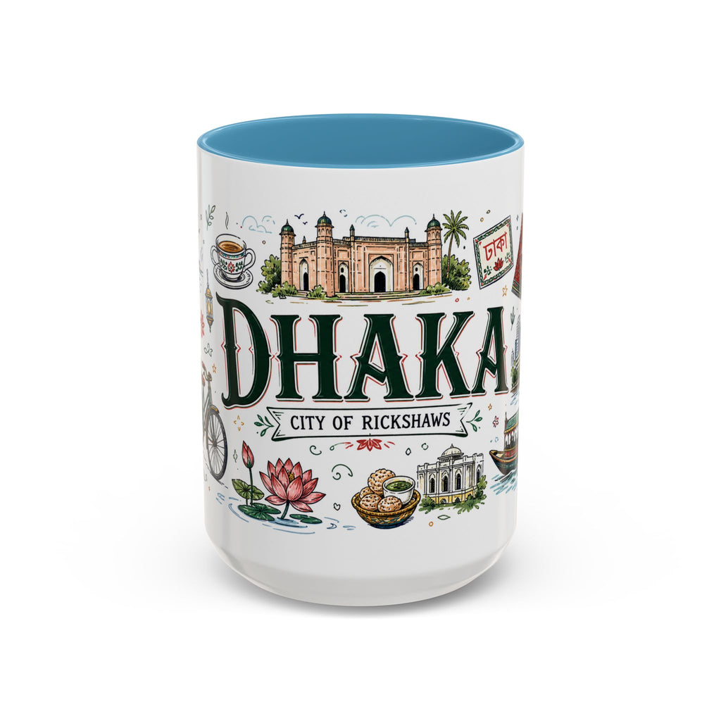 Dhaka Coffee Mug | Bangladesh Souvenir Travel Gift | Accent Color Ceramic 11oz 15oz