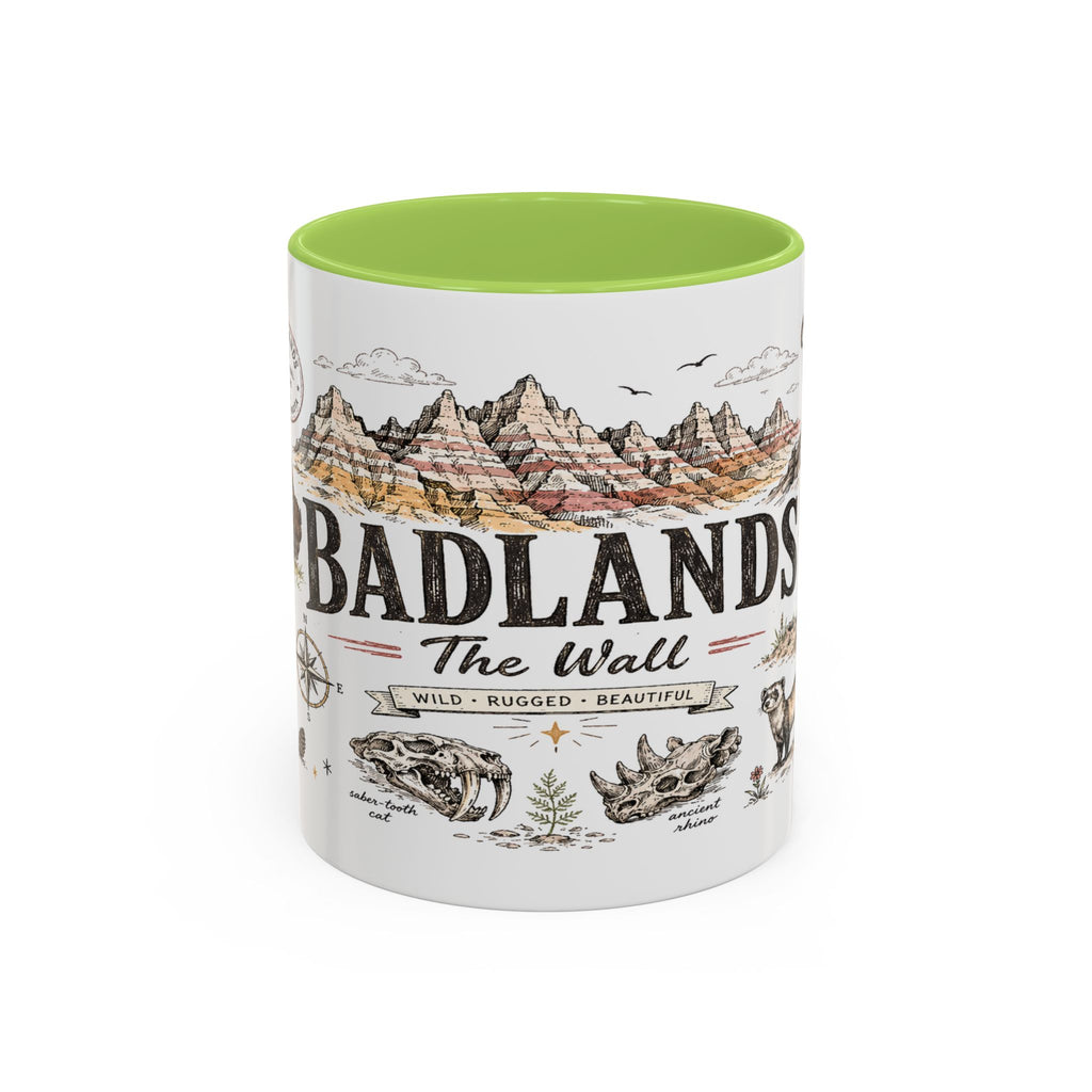 Badlands National Park Coffee Mug | South Dakota Prairie Fossil Hiking Gift | Accent Color Ceramic 11oz 15oz