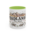 Badlands National Park Coffee Mug | South Dakota Prairie Fossil Hiking Gift | Accent Color Ceramic 11oz 15oz