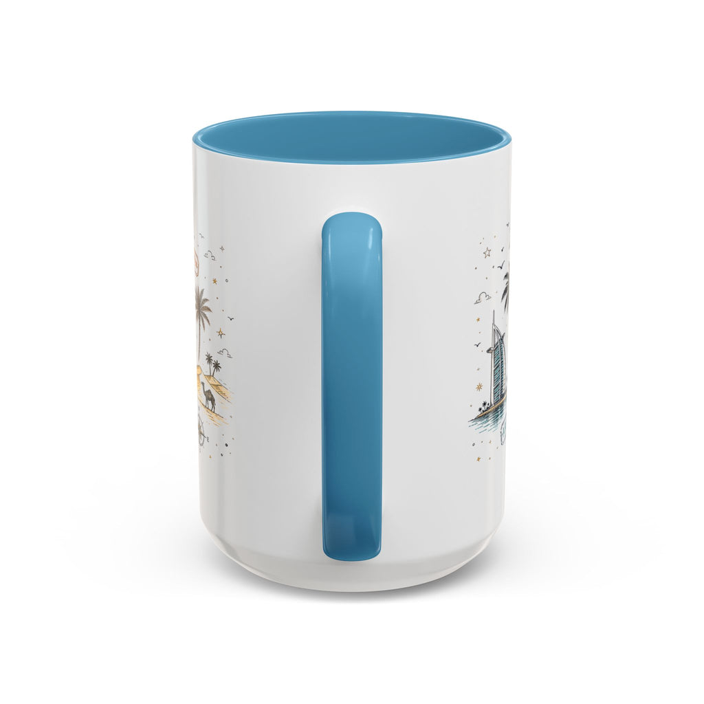 Dubai Coffee Mug | UAE Souvenir Travel Gift | Accent Color Ceramic 11oz 15oz
