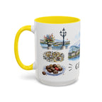 Geneva Illustrated Travel Mug | City Souvenir Accent Coffee Mug | 11oz 15oz Ceramic Cup